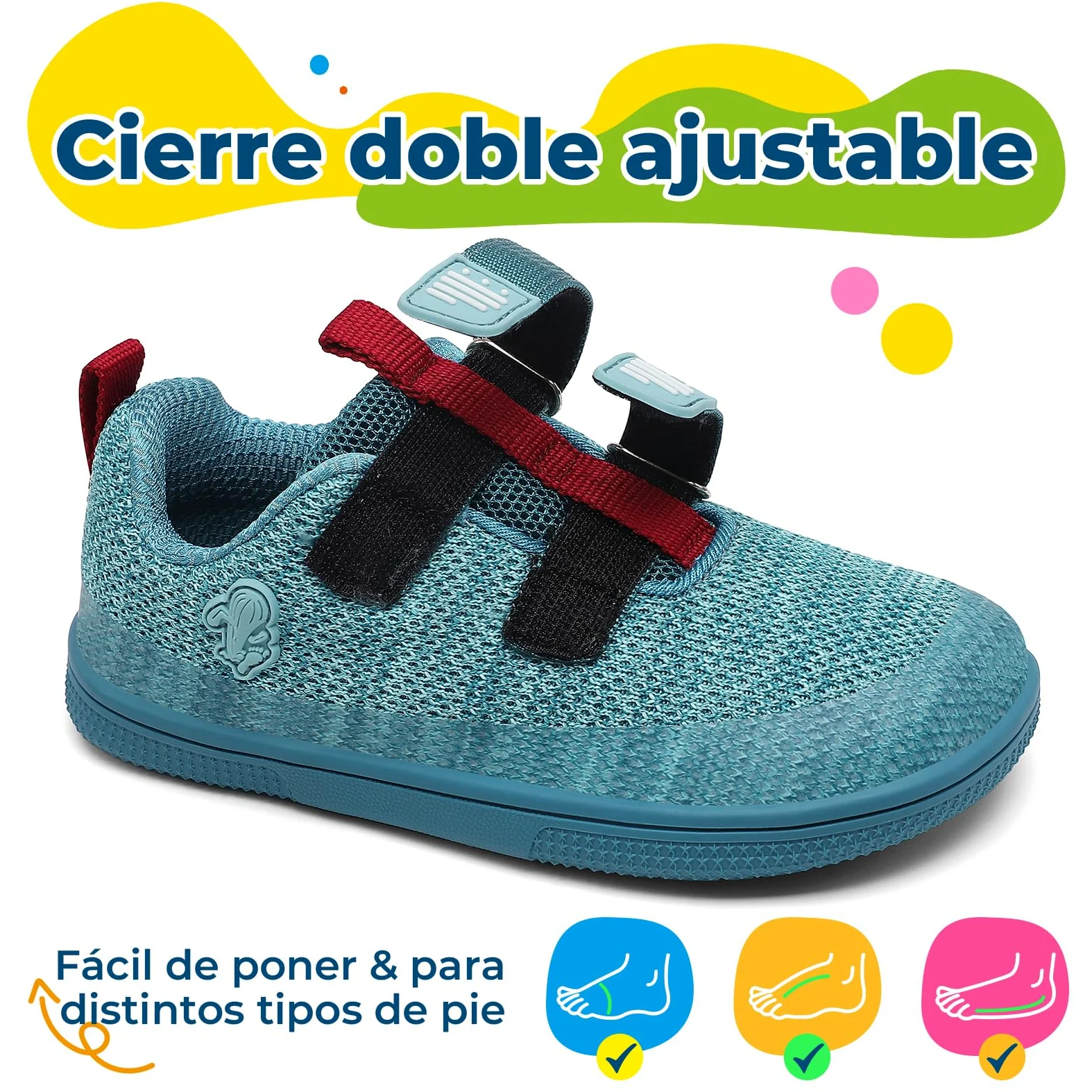 Saguaro Zapatos Barefoot para niños, Cierre de Gancho y Bucle y Puntera Ancha, Zapatos Infantiles Casuales para el día a día y el Colegio, Gr.25-36