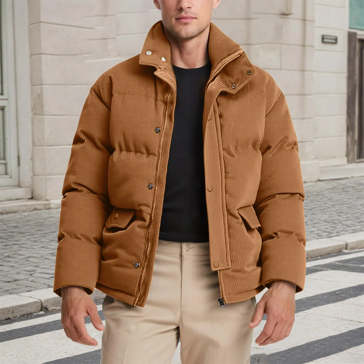 Genérico Chaqueta Hombre Invierno,Holgado y Cómodo de Pluma Ultra Ligero Plumiferos CáLido Capucha Acolchado Cazadora Bomber Ligera Invierno cremallera Casual outwear