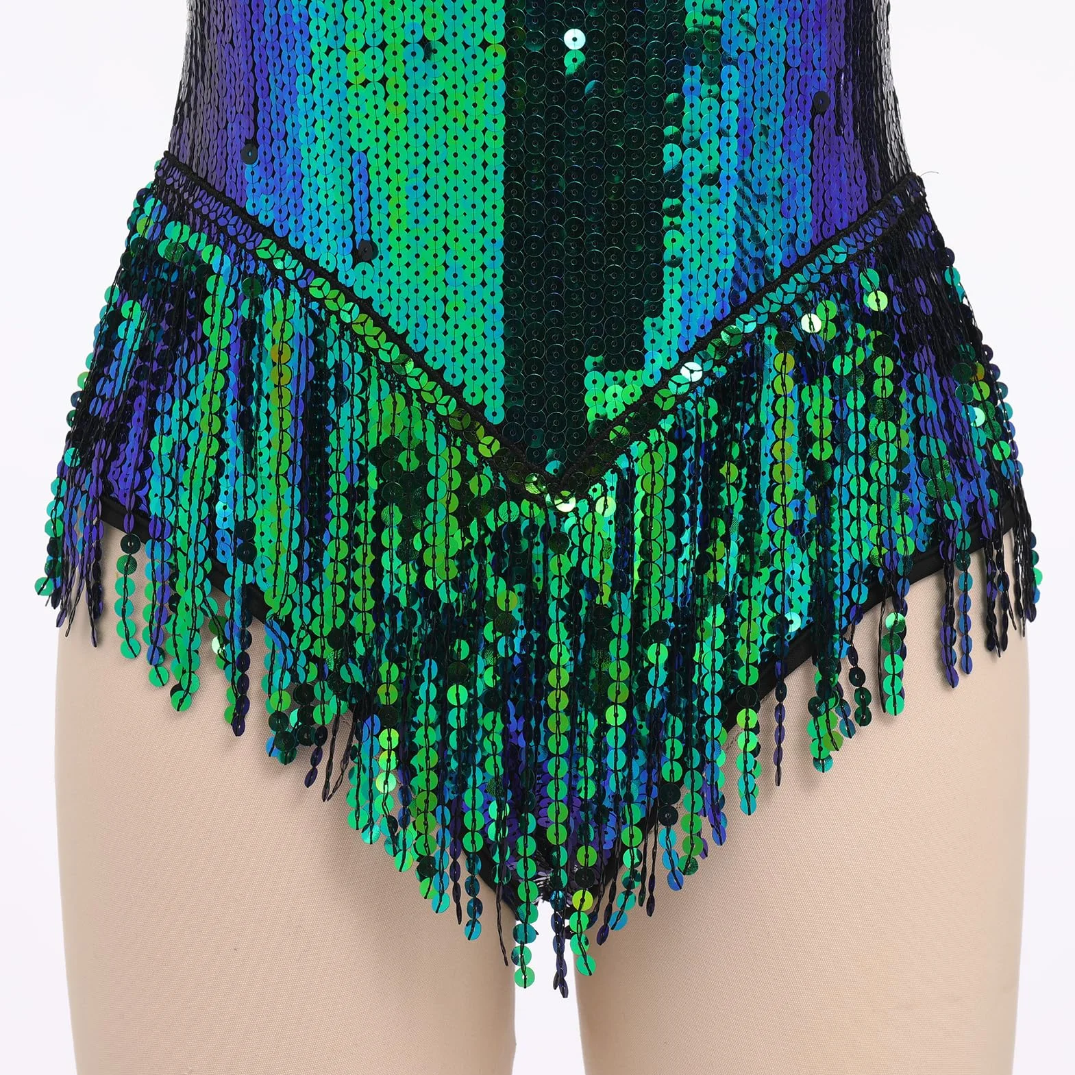 IMEKIS Body con Lentejuelas Halter Cuello V Mujer Festival Maillot Brillante