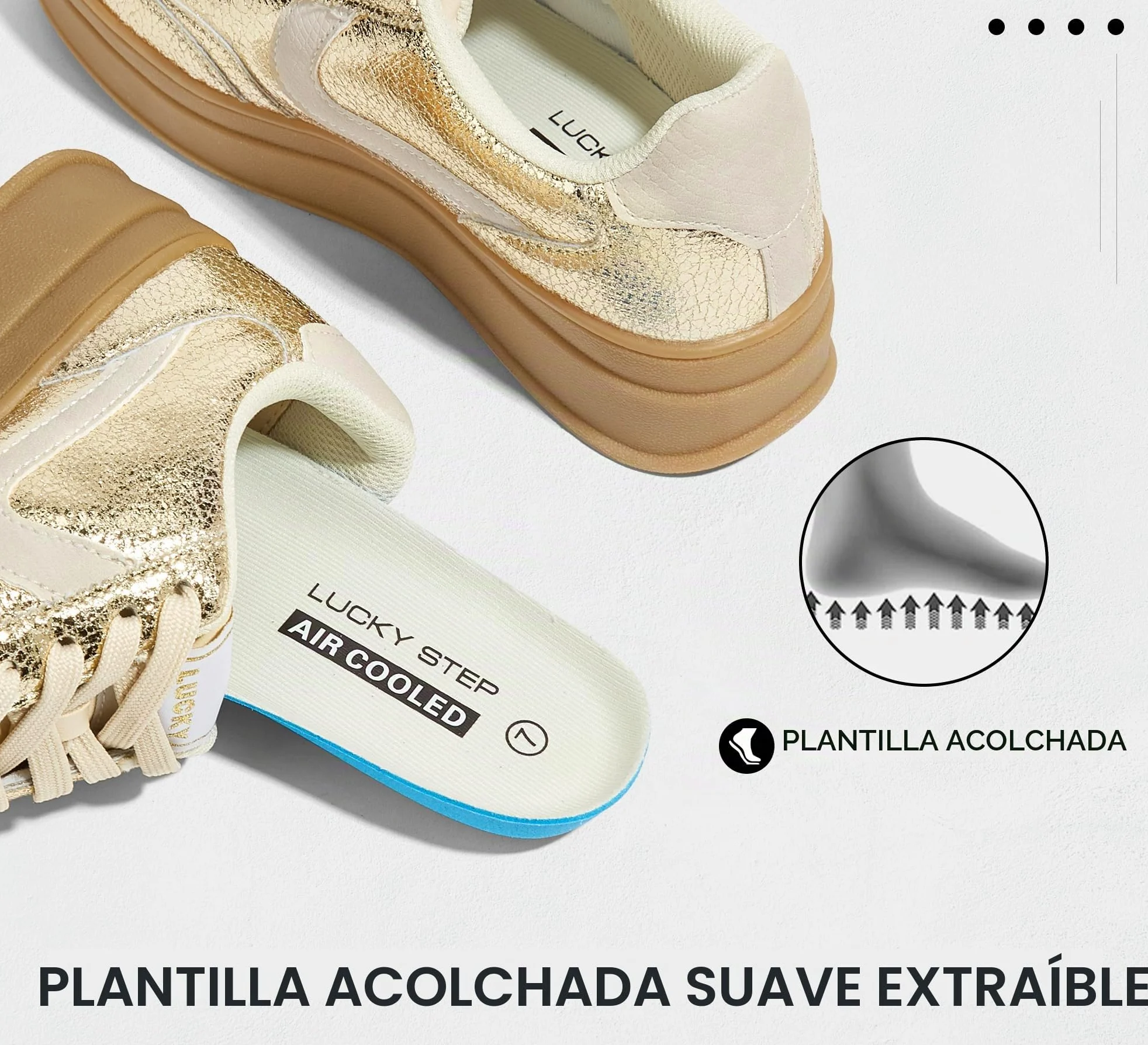 LUCKY STEP Zapatillas de Plataforma para Mujer – Retro, Casuales, Cómodas, Zapatos de Caminar, Suela Gruesa, Elegantes, Clásicas, Tenis