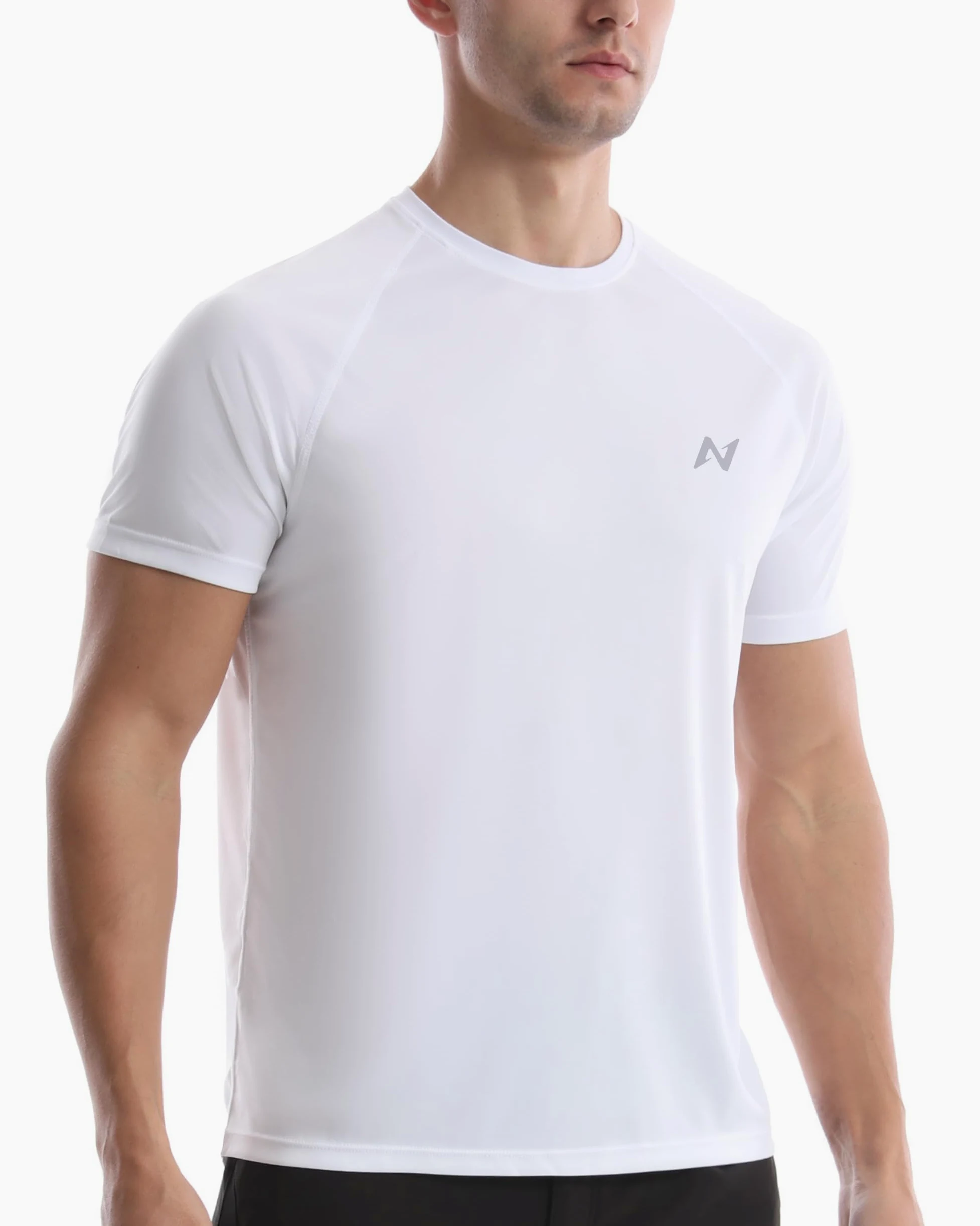 isnowood Camiseta de natación de Manga Corta para Hombre, Camiseta de protección Solar UPF 50+, de Secado rápido, para Playa, Pesca, Blanco, Large