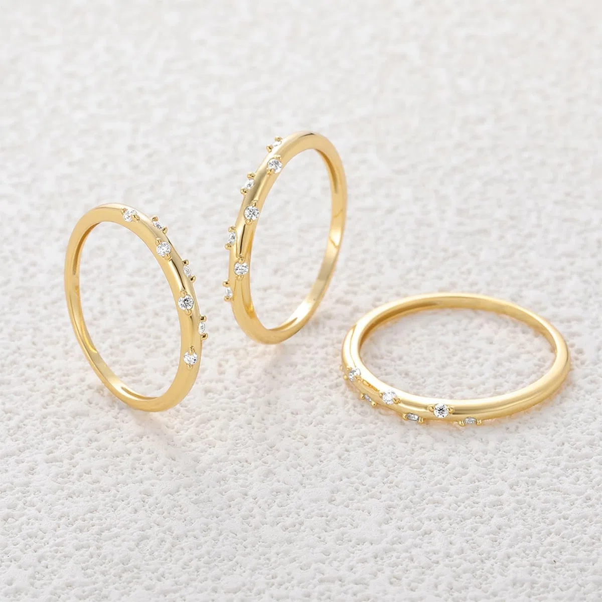Anillo de boda de oro amarillo de 9 K/14 K, color blanco, para mujer