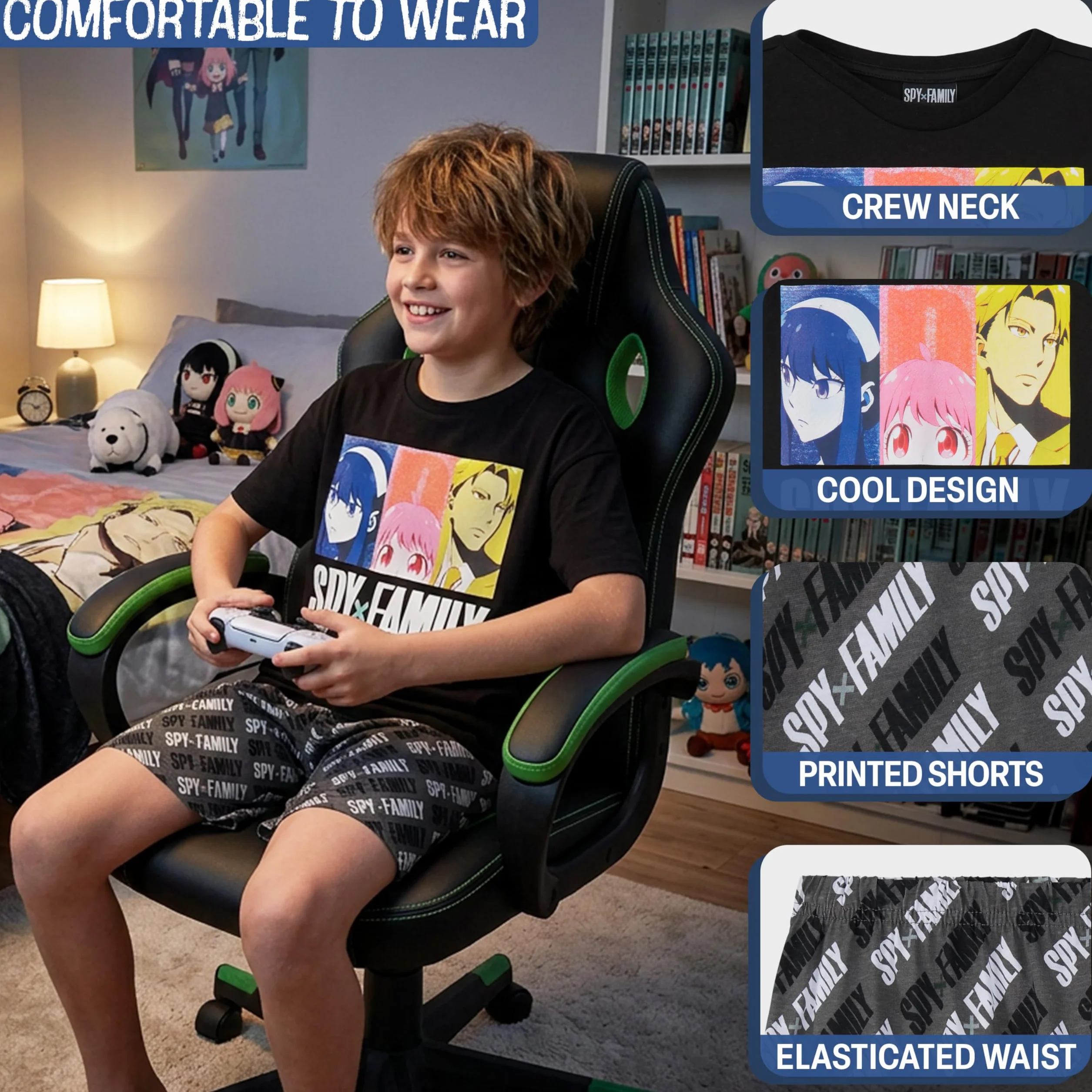 Jujutsu Kaisen Hunter x Hunter Spy x Family Pijama Niño Verano 100% Algodón Camiseta Manga Corta Pantalones Cortos