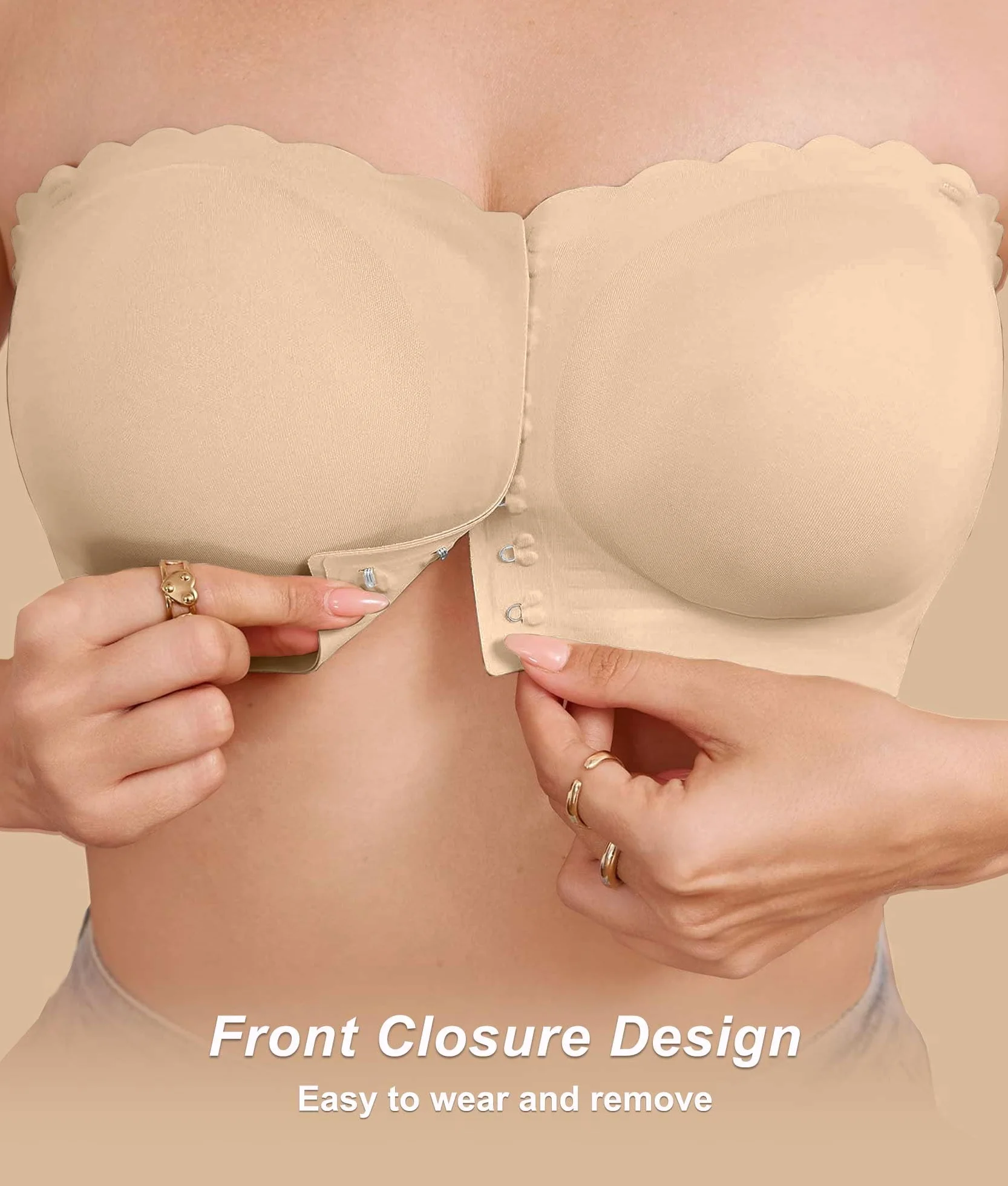 CheChury Sujetador sin Tirantes sin Aros Bandeau Push up para Mujer Tallas Grandes Ajustable Invisible Antideslizante