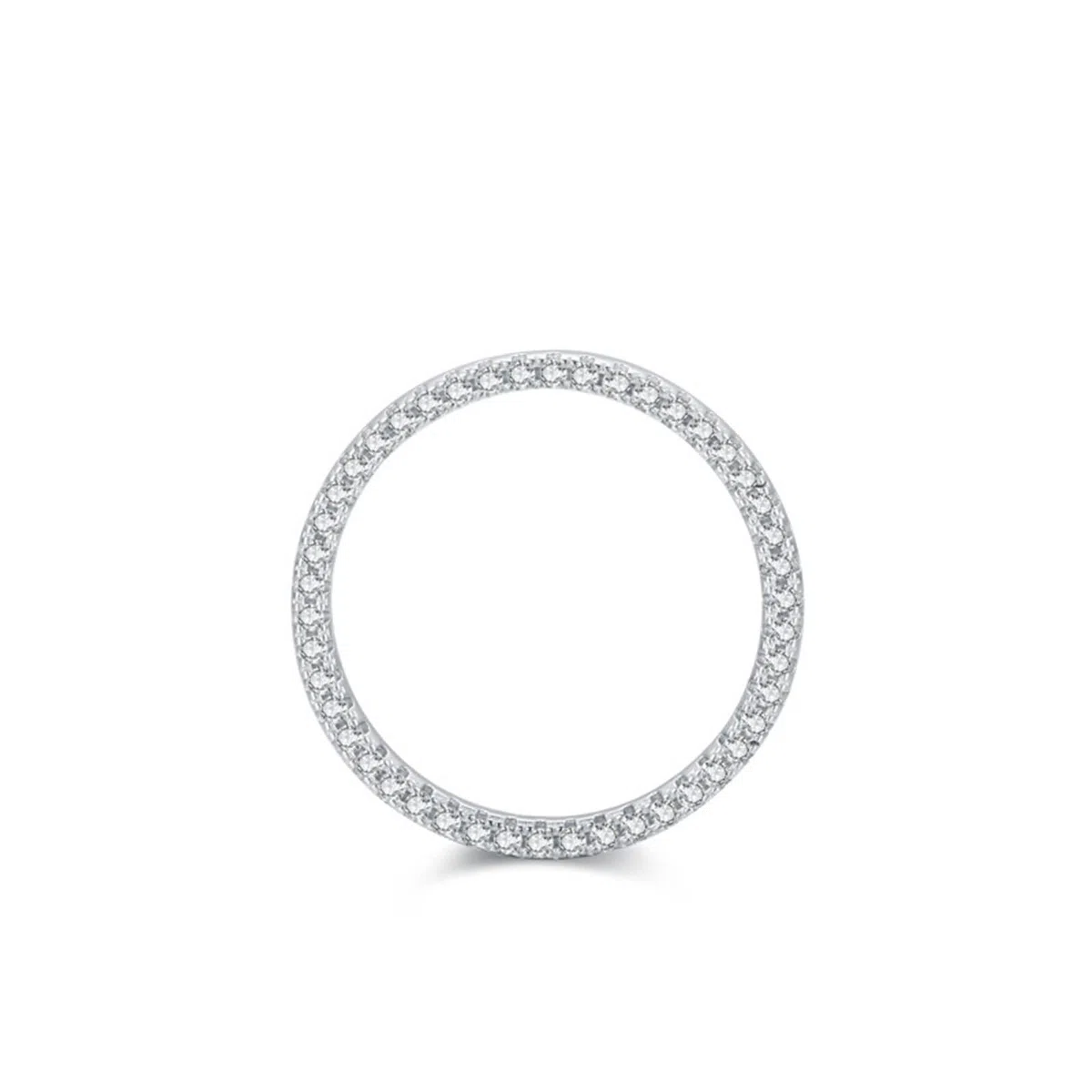 Moissanite Anillo de Oro Blanco, Alianzas Mujer Clásico Diseño de Fila Apilable con Moissanite Redondo Oro Blanco 9K