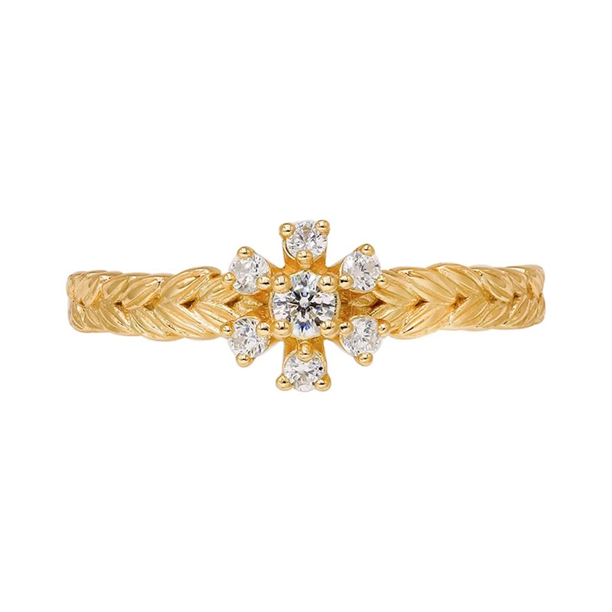 Alianzas de oro amarillo de 9 K/14 K/18 K con moissanita, dientes de trigo, flores, anillos de pareja