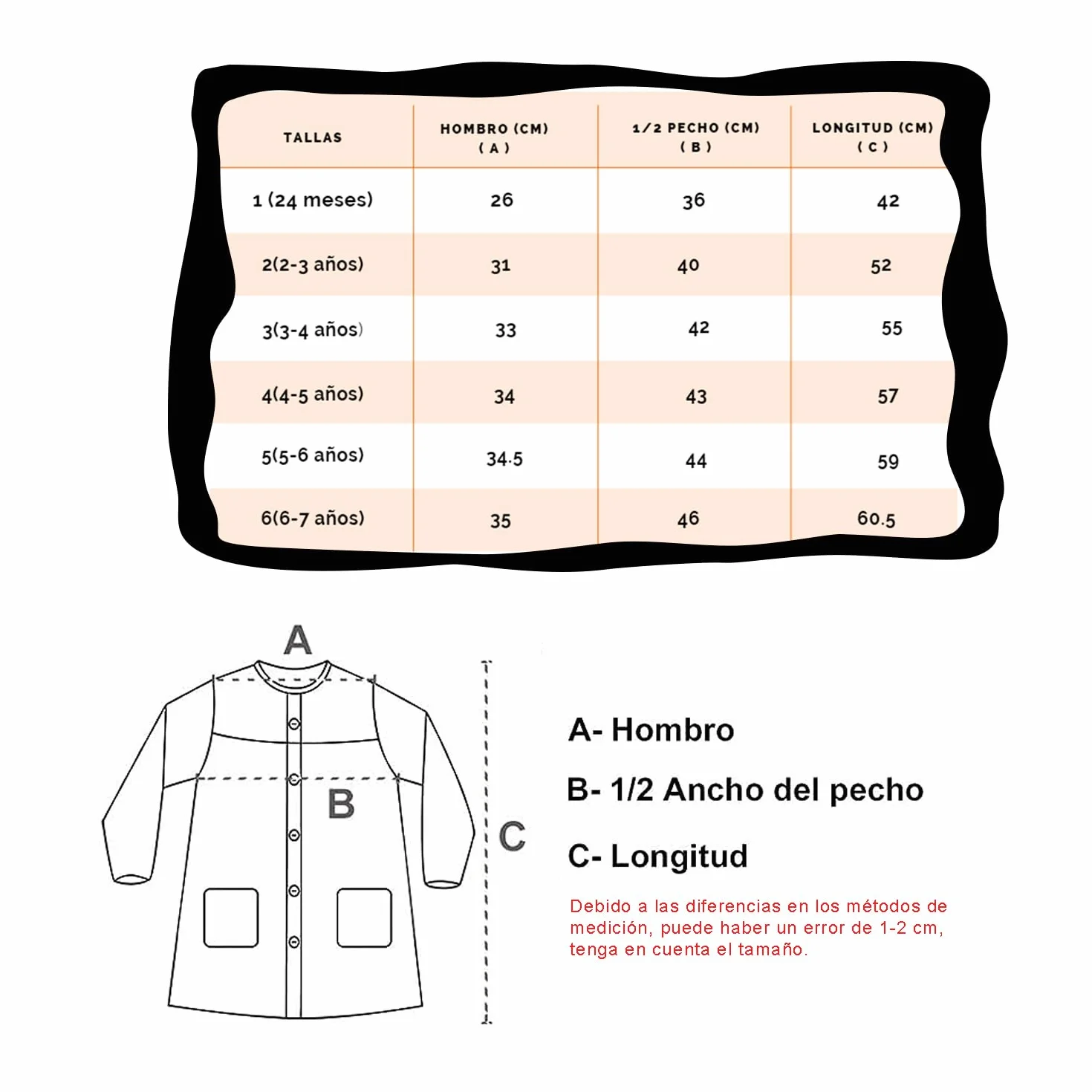 Babi Escoloar Infantil con Botones Cuadrado, Bata Escolar con Bolsillos y Puños Ajustados para Guardería y Colegio