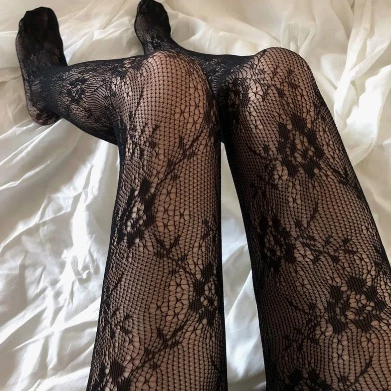 Medias de Red Sexy Medias Panty Knitting Net Pantyhose Mesh Disfraces de lencería (Color : Black, Size : One Size) (Black One Size)