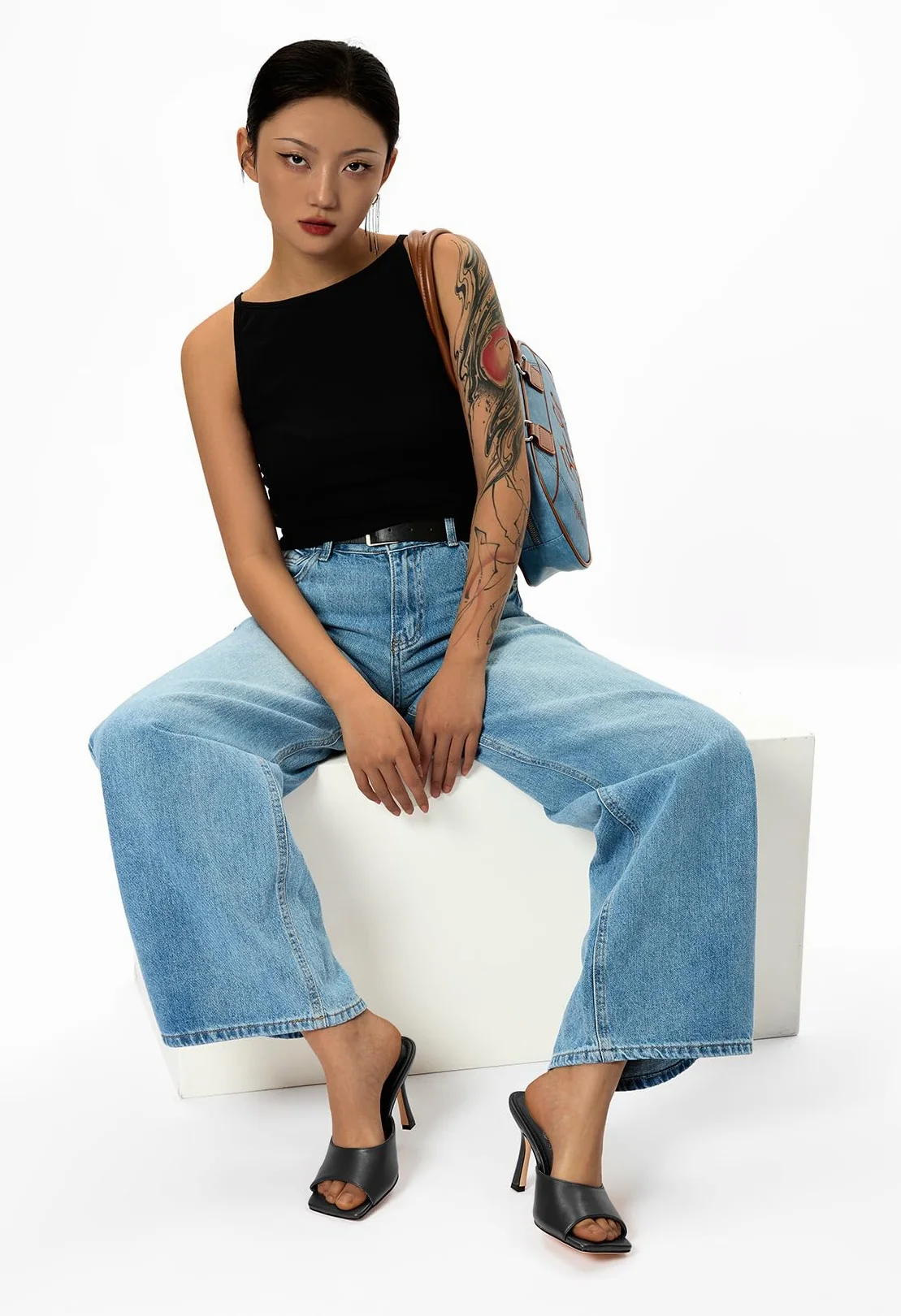 Castamere Mujer Cuadrada Abierta Punta Sandalias Alto High Aguja Heel Slip-on Mules Zapatos Dress Casual Verano Zapatos 9 CM Heels