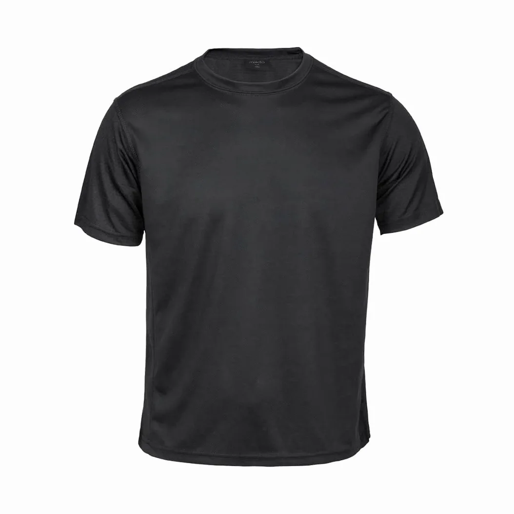 Lote 10 Camisetas Tecnicas Deportivas 135gr, Negras, 100% poliéster Transpirable de 135g/m2