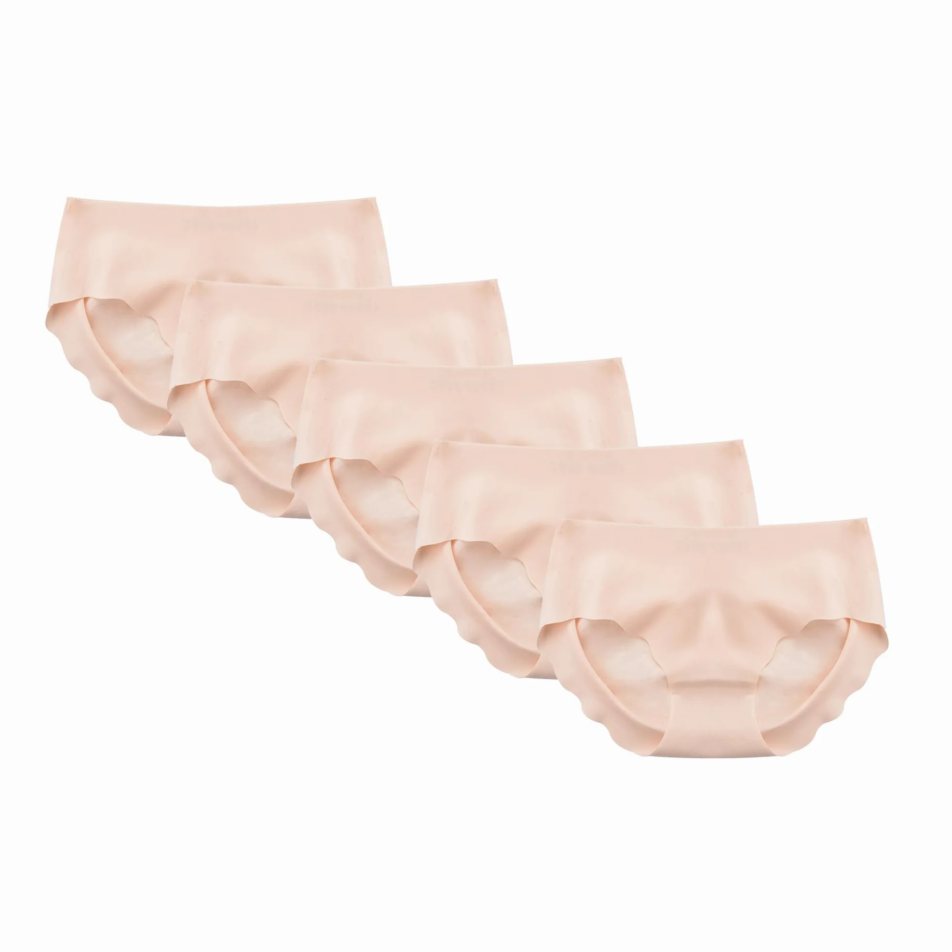 Calzoncillos elásticos sin costuras de secado rápido para mujer, suaves, cómodos, paquete múltiple, ropa interior transpirable de tiro medio (caqui, 5 piezas, L)