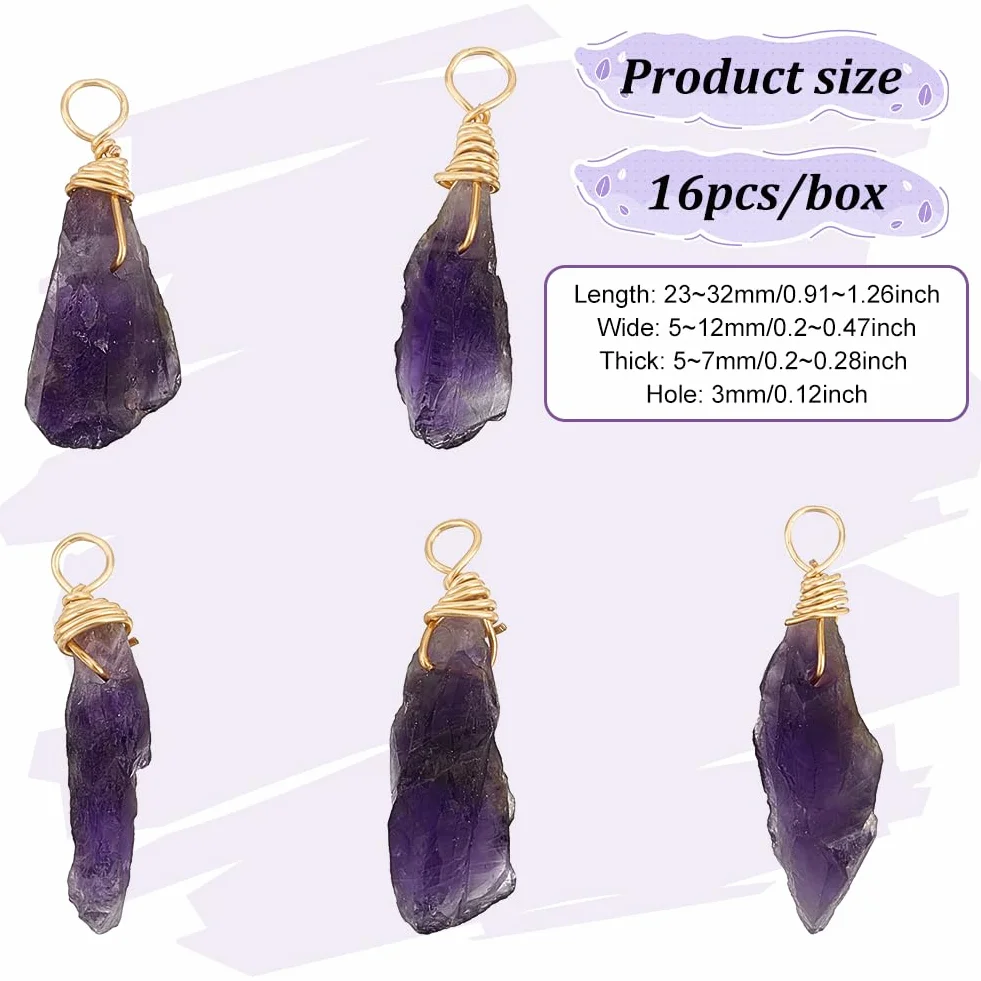 FINGERINSPIRE 28mm Natural Amatista Colgante Irregular Piedras Preciosas Gemas