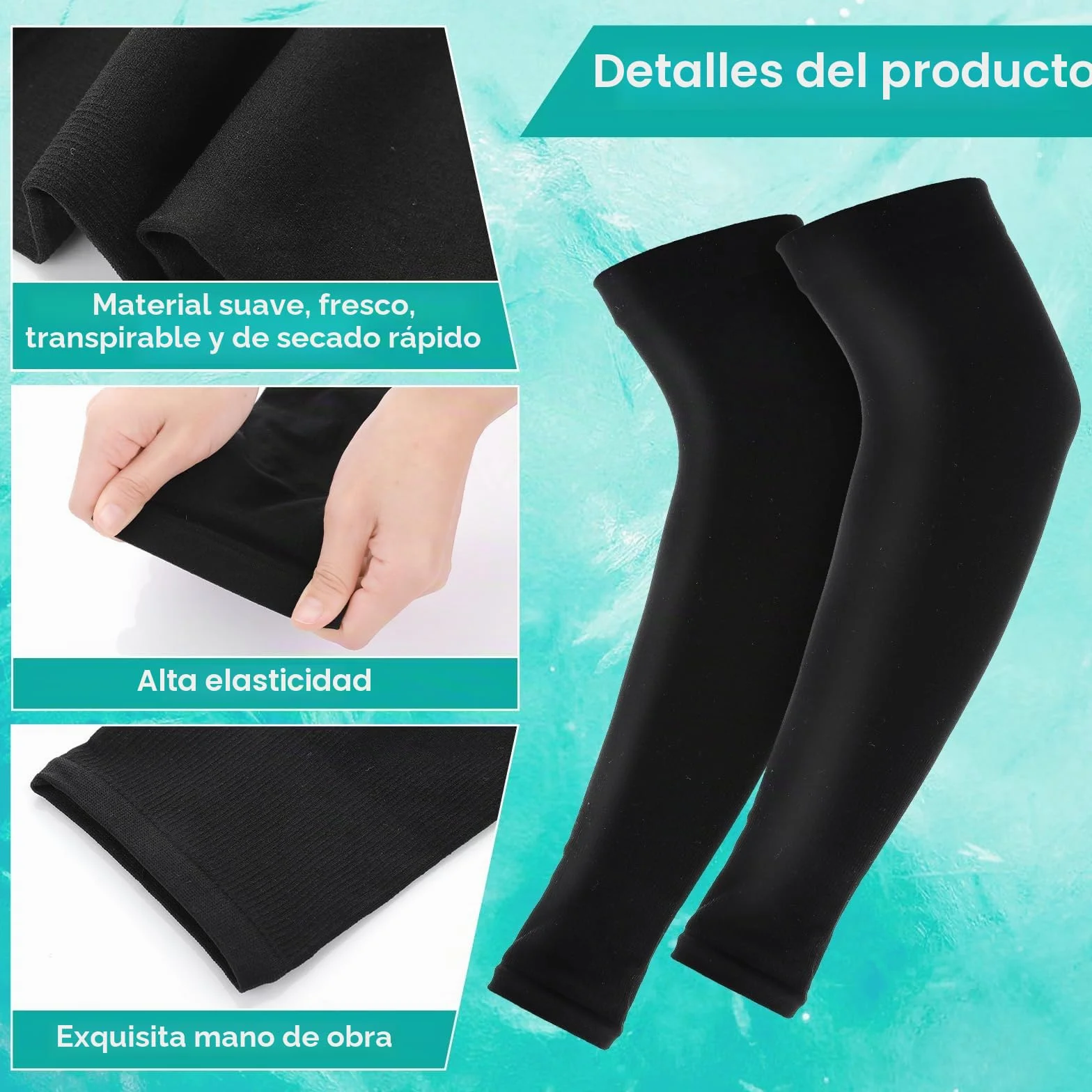 Telooco 2 Pares Mangas Niños Mangas de Protección Solar Protectores de Brazos Negro Blanco Seda de Hielo Comprimida Anti-UV Anticortes para Niños y Niñas