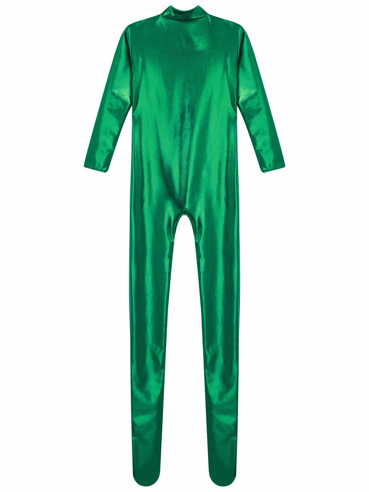 Mono de Baile Brillante de Piel de Charol para Mujer Jumpsuit Gimnasia Rítmica Deportivo