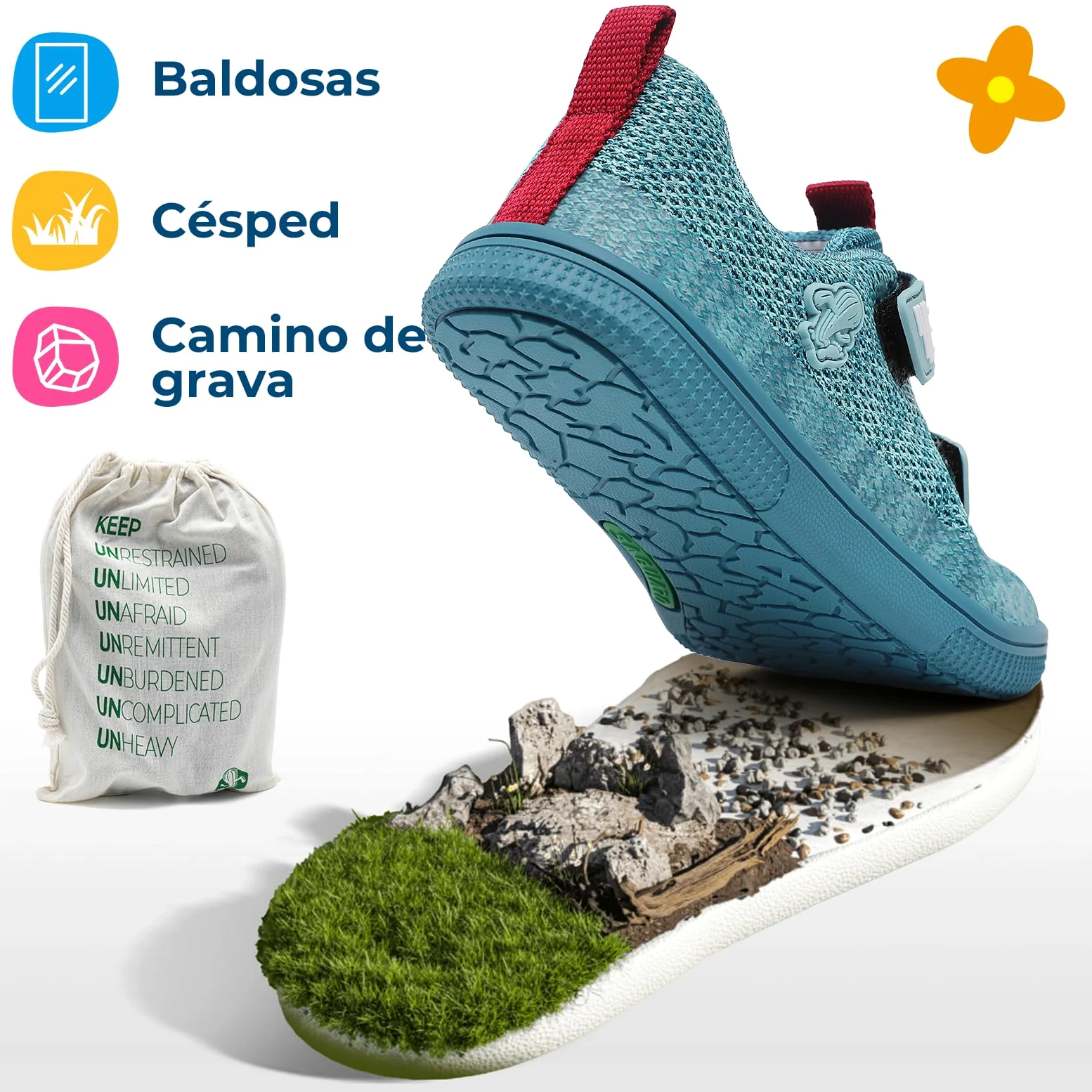 Saguaro Zapatos Barefoot para niños, Cierre de Gancho y Bucle y Puntera Ancha, Zapatos Infantiles Casuales para el día a día y el Colegio, Gr.25-36