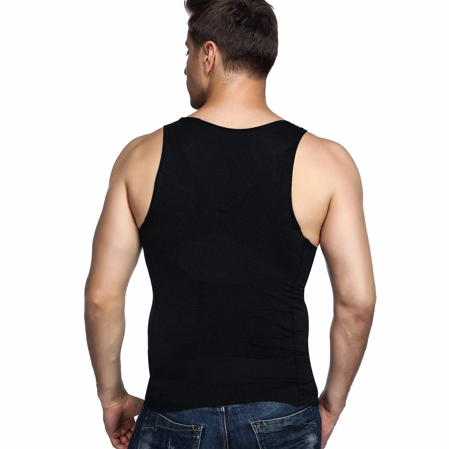 Odoland Paquete de 3 camisetas moldeadoras de cuerpo para hombre, capa base, color negro, blanco y blanco, talla XXL, Blanco