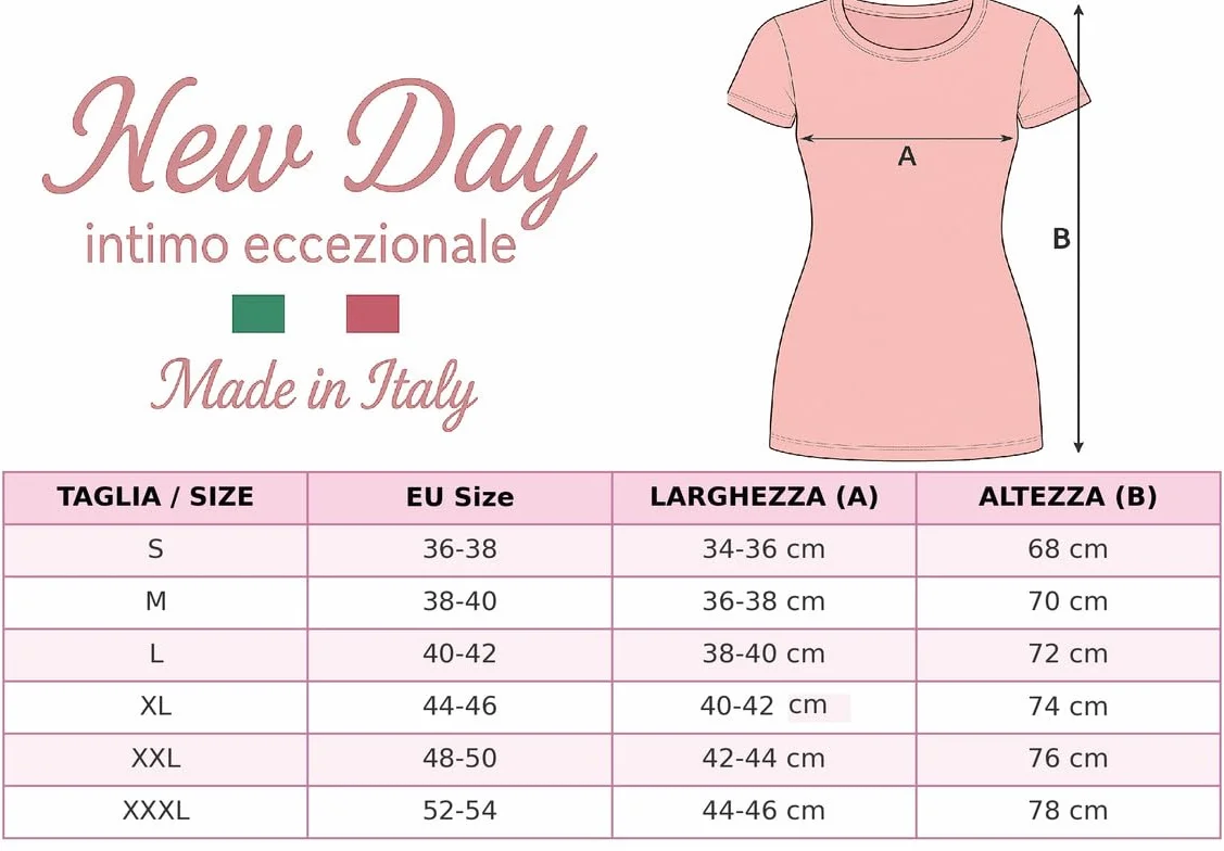New Day intimo eccezionale – Pack de 3 Camisetas Interiores para Mujer de Manga Corta en 100% algodón Ligero con Encaje de macramé o Ribete Satinado, Made in Italy