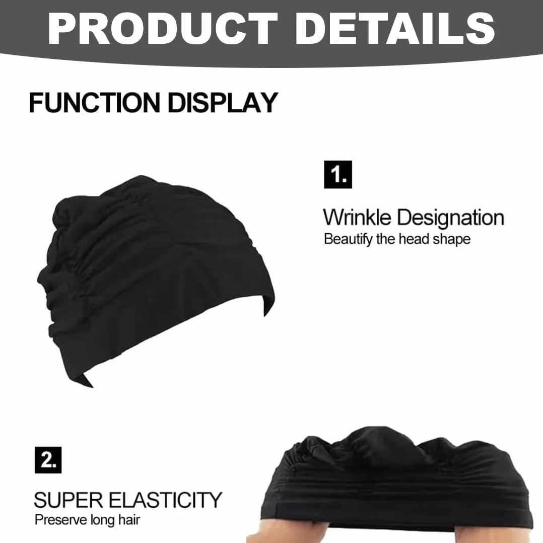 Gorros de punto para mujer, pañuelo turbante elástico verano quimioterapia hiyab (negro)