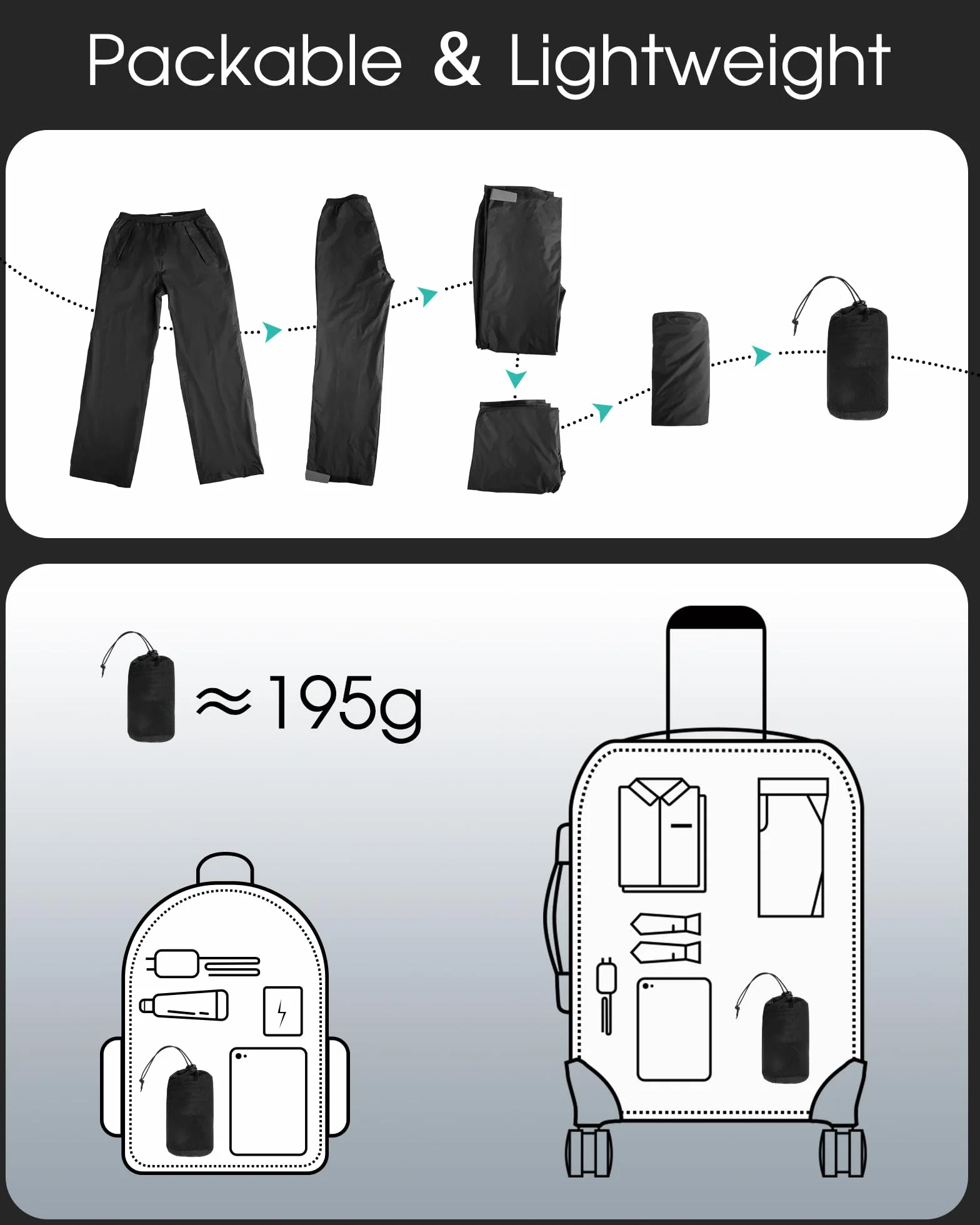 33,000ft Pantalones de lluvia para mujer, impermeables, reflectantes, resistentes al viento, ligeros, para exteriores, para golf, senderismo, pesca