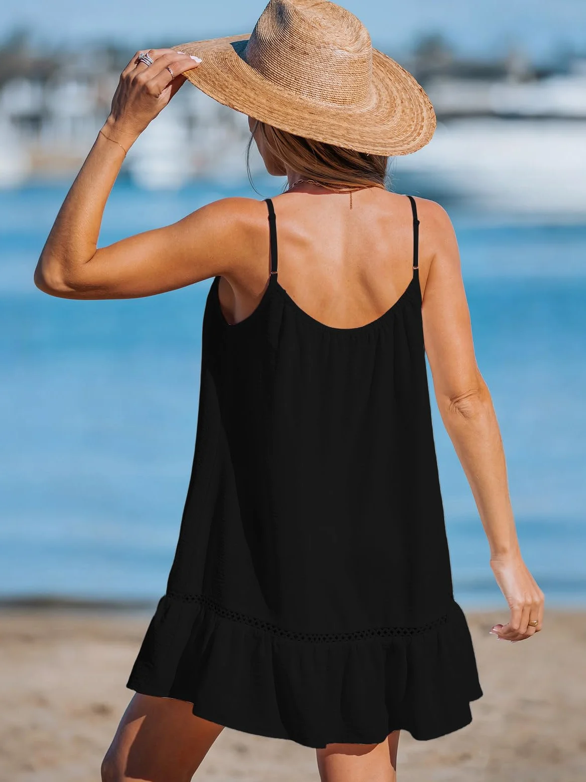 Vestido Verano Mujer Sin Mangas de Playa Corto con Tirantes Finos