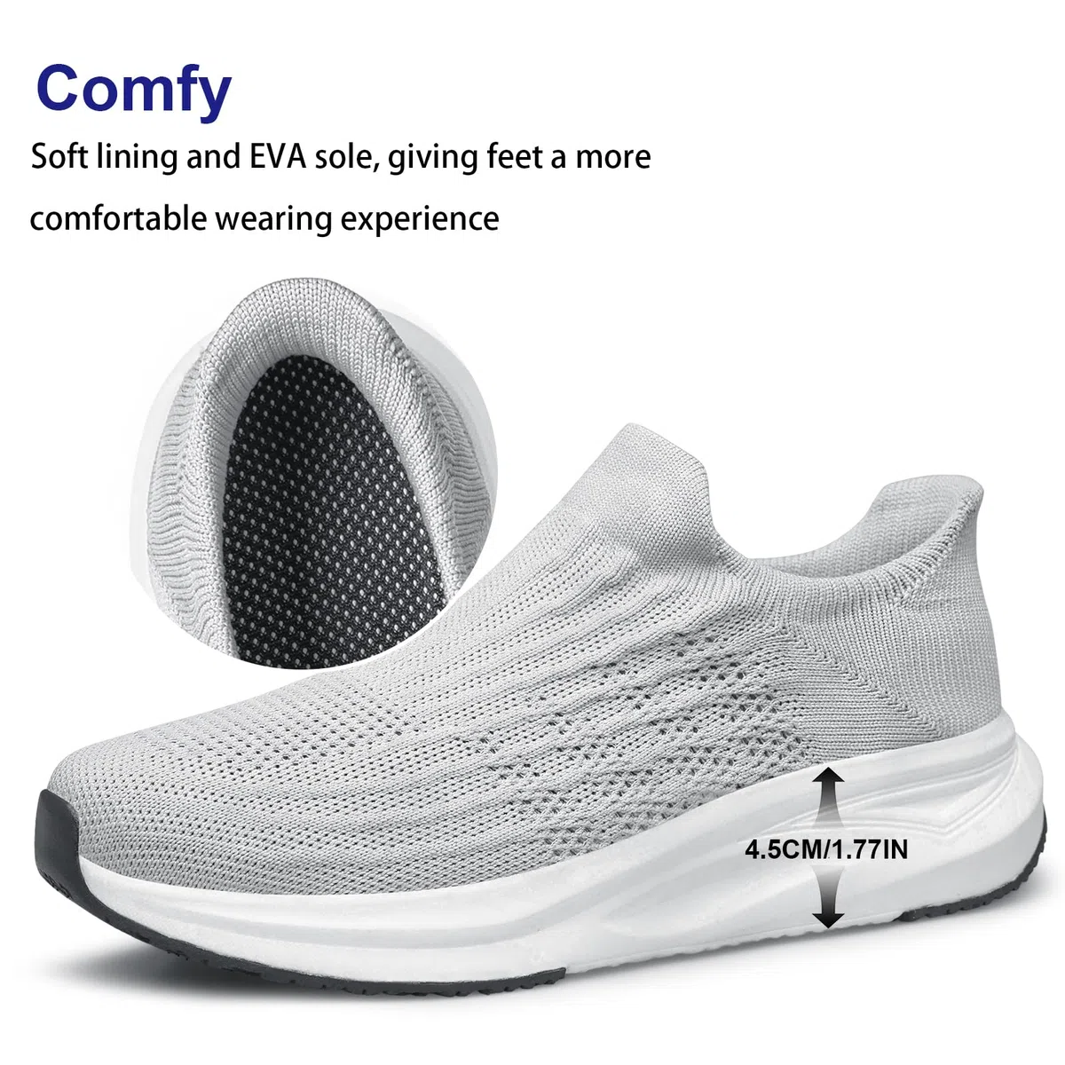 vibdiv Zapatos sin cordones para mujer, zapatos deportivos sin cordones, informales, cómodos