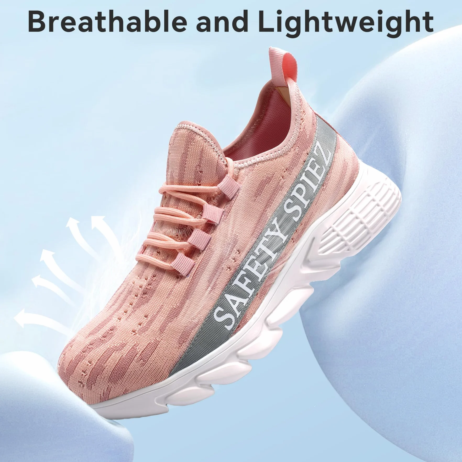 Spiez Zapatos de Trabajo Mujer, Zapatillas de Seguridad Ligeras Transpirables con Puntera de Plástico, Calzado sin Cordones