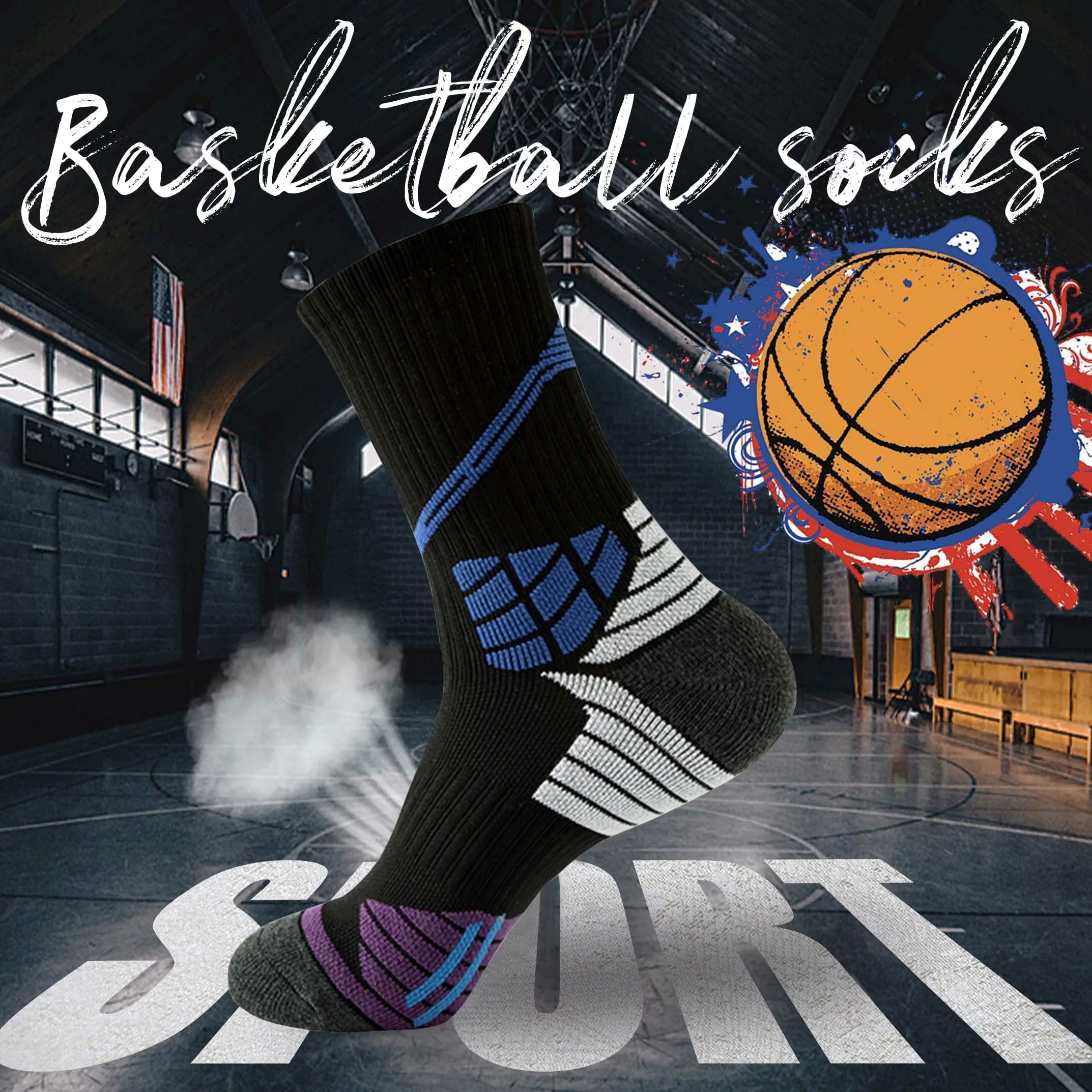 Calcetines deportivos de baloncesto que absorben la humedad, calcetines tobilleros para hombre y mujer, 1/5/6 pares