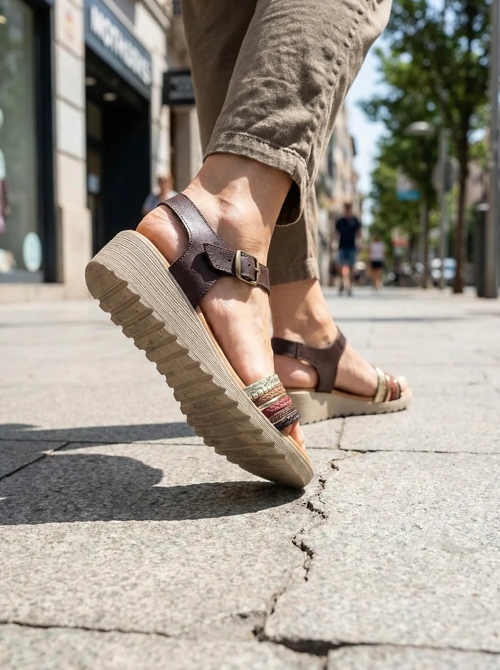 NOESLOMISMO BY DILEMA Sandalias Cómodas de Cuña Baja para Mujer | Tiras Trenzadas Multicolores