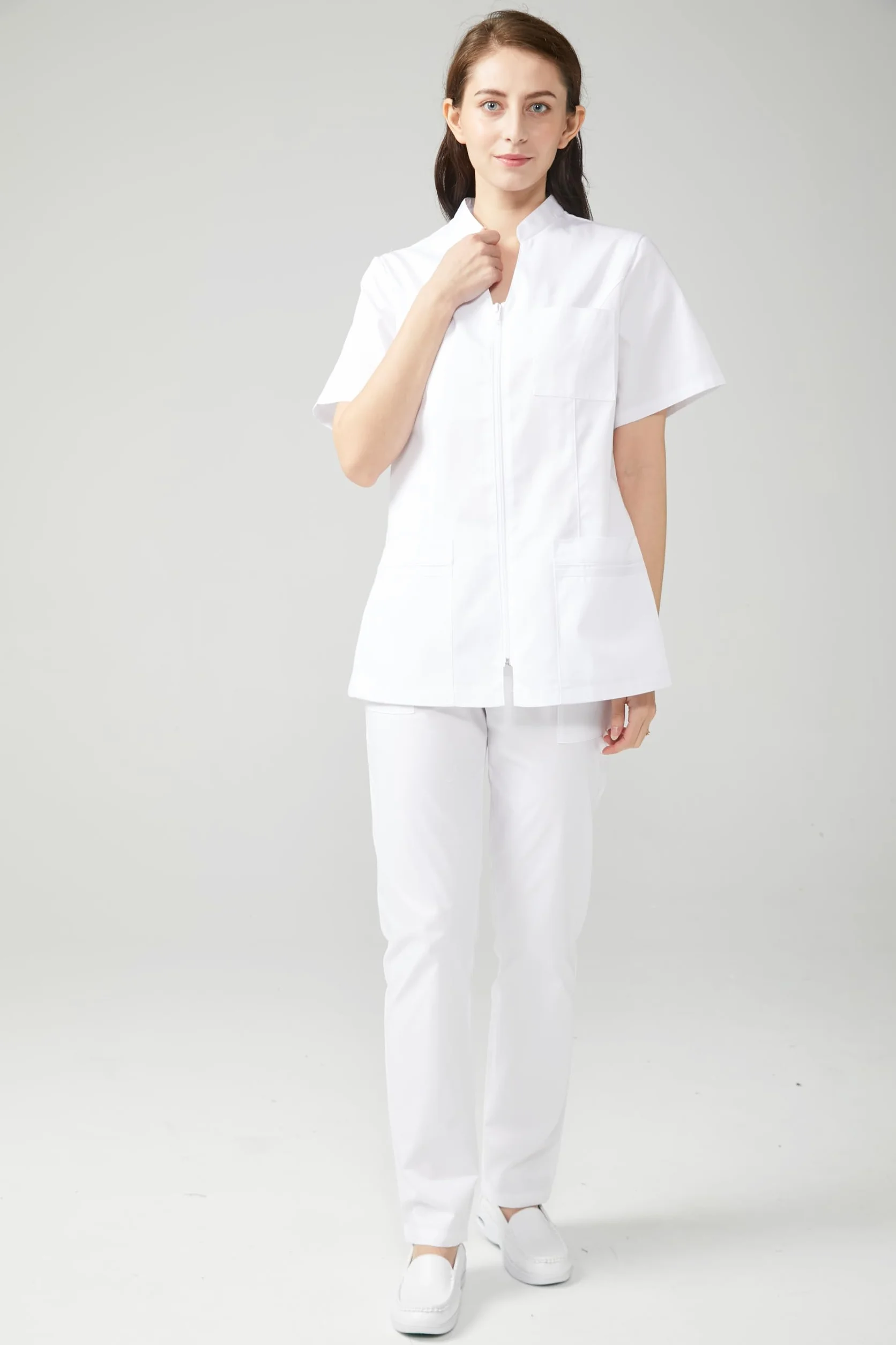 Victory Uniforme Sanitario Mujer Profesional Médico Cómodo Transpirable Resistente Uso Diario Hospital Clínica Laboratorio Trabajo Algodón Poliester Cremallera Lavable 702-8312