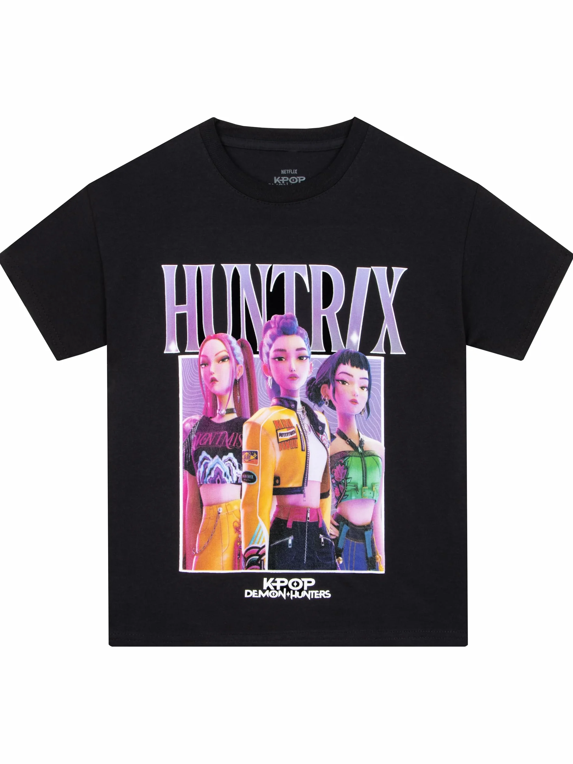 KPop Demon Hunters Camiseta Niña, Camiseta KPOP Niña con Motivo De Huntrix, Top Niña Manga Corta para El Verano