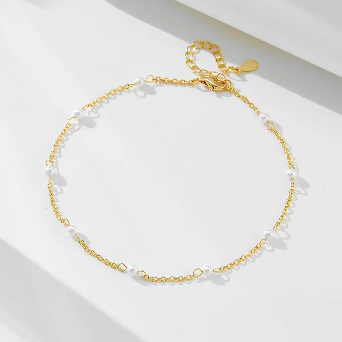 Tobillera de oro para mujer de 18 quilates, sin perlas de piedras preciosas, delicada para ella, oro amarillo de 9/14/18 quilates