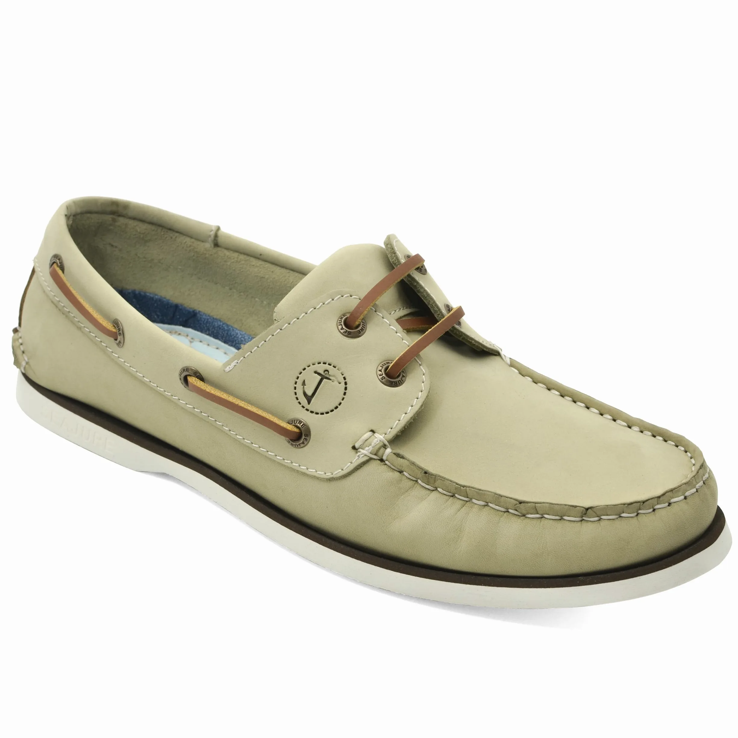 Seajure Zapatos Náuticos Wavecrest Cuero Verde Claro Nobuk Hombre