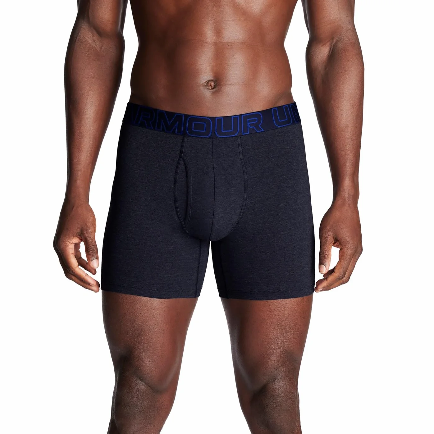 Under Armour Men's Performance Cotton 6" 3 Pack Solid Boxer Briefs, Boxers de los Hombres, Midnight Navy Heather/Steel Heather/Royal,