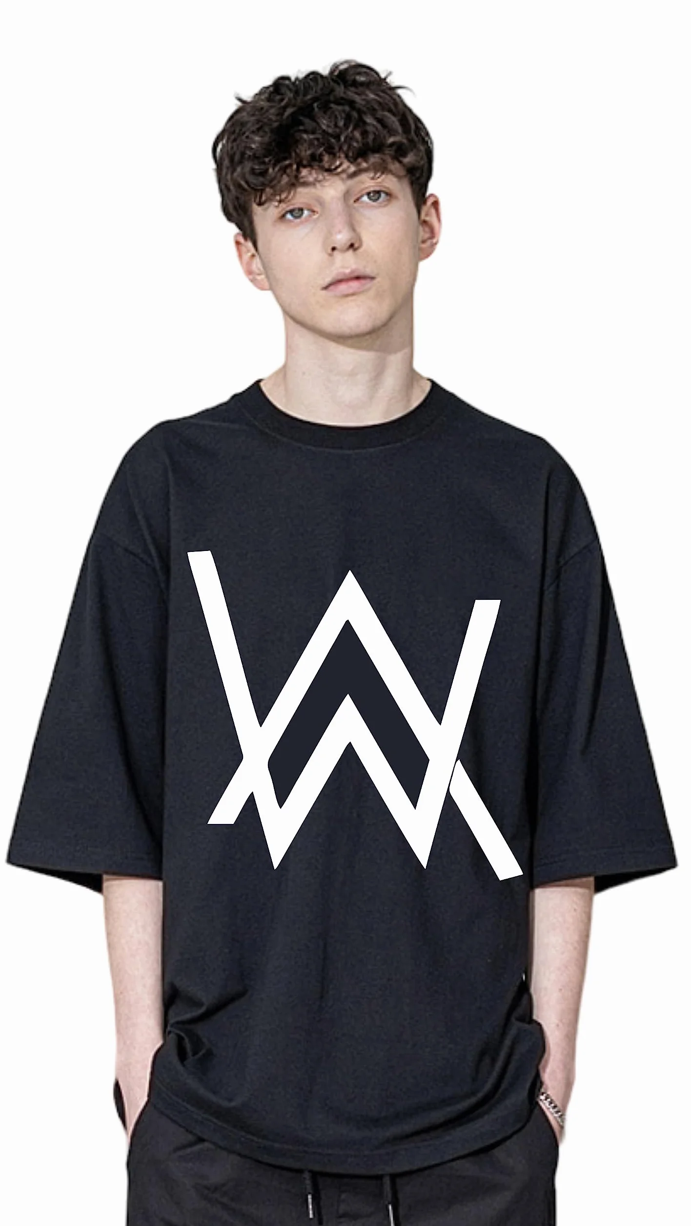 Uniplanet Store Camiseta negra de algodón con cuello redondo Alan Walker para hombre