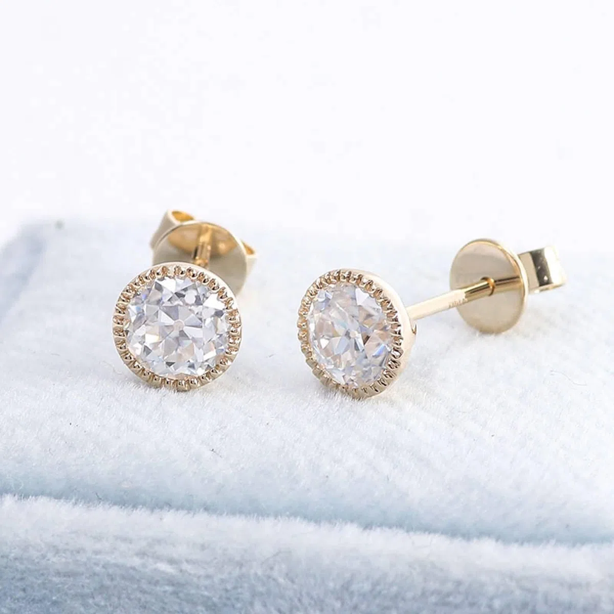 Pendientes de tuerca para mujer, oro de 9 K/14/18 quilates, redondos, moissanita de 0,6 quilates a 4 quilates