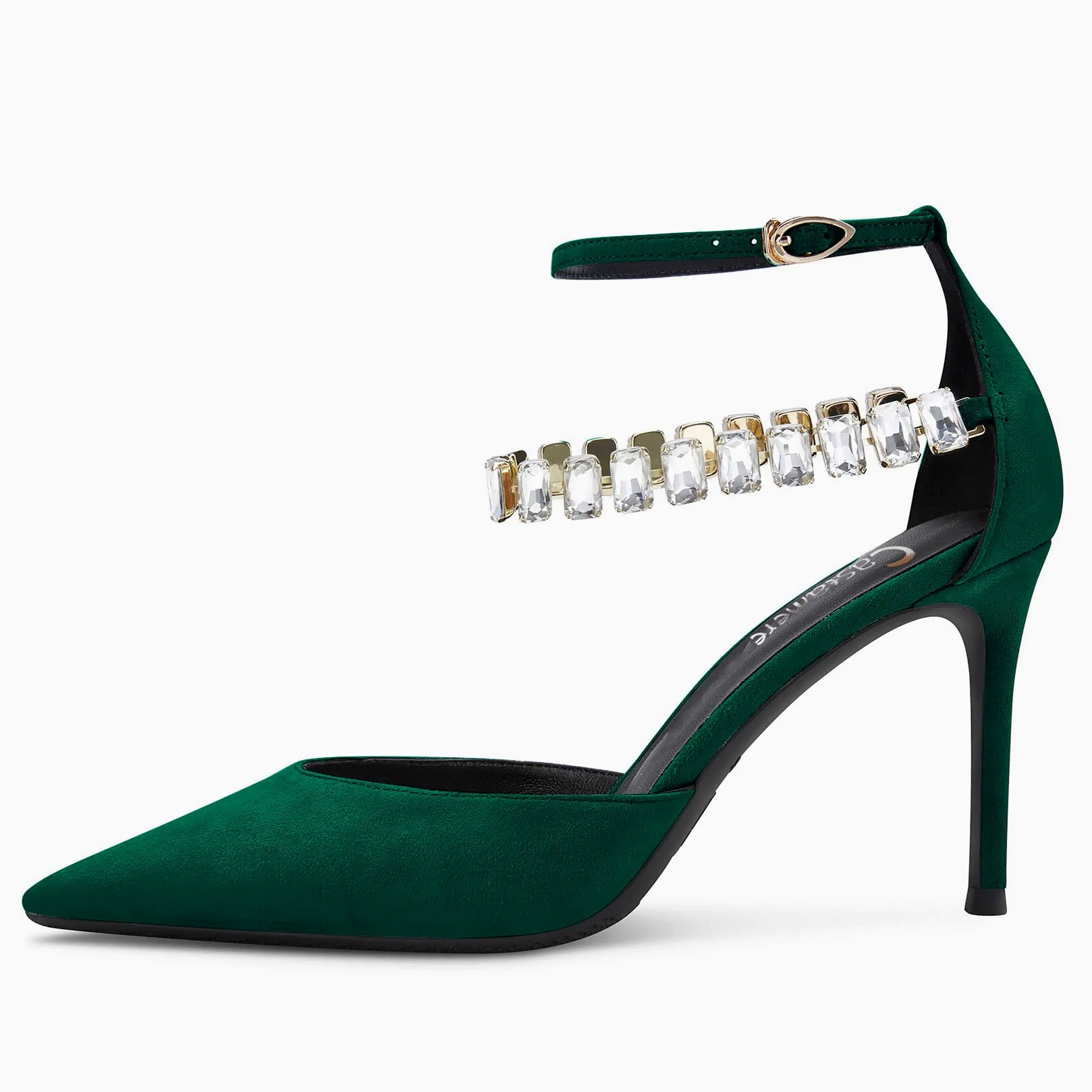 Castamere Mujer Aguja Alto High Heel Correa Tobillo Pumps Diamante Cristal Puntiaguada Punta Sandalias 8 CM Heels Dress Zapatos