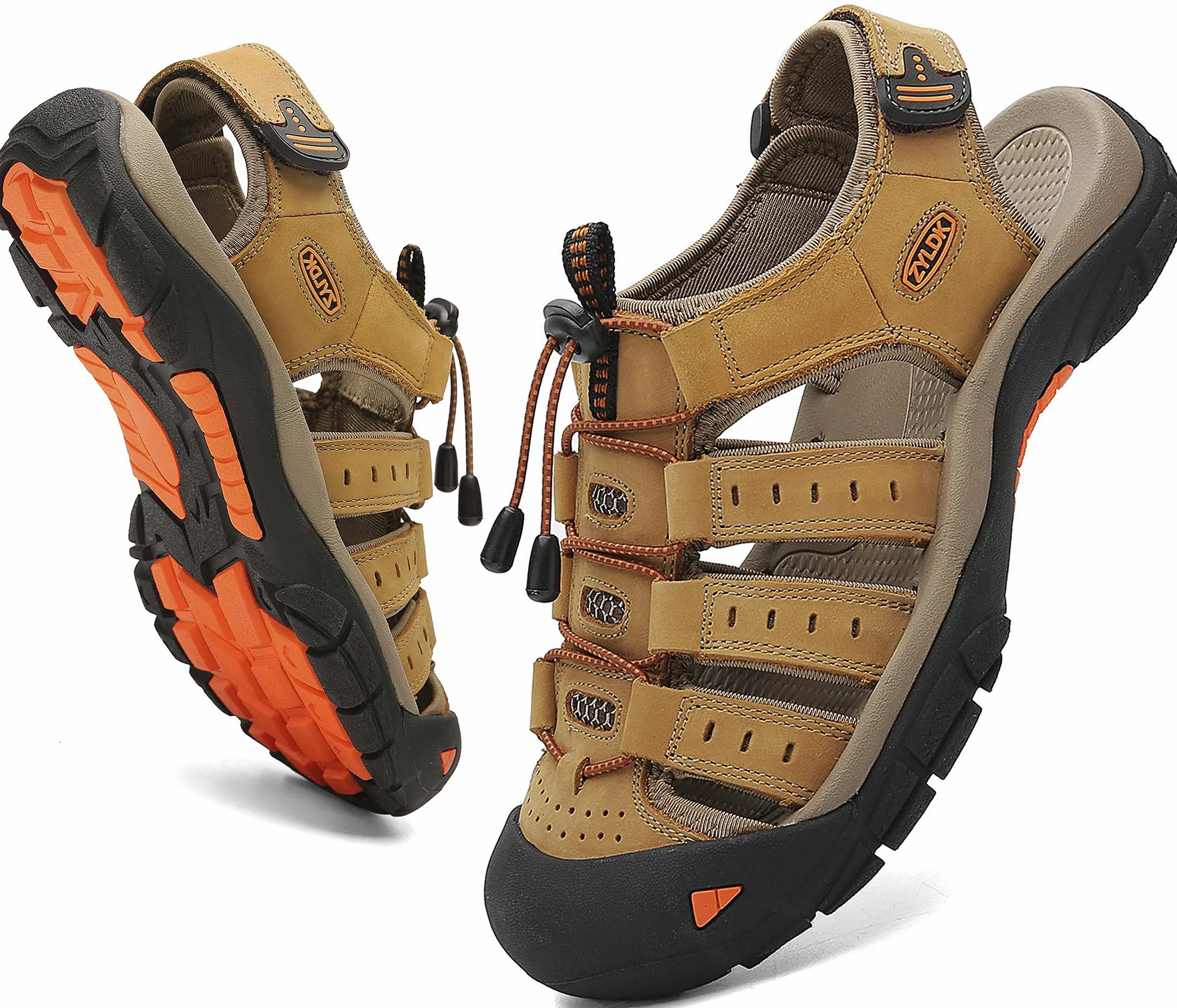 Sandalias de Senderismo para Hombres Verano Exterior Deportivas Zapatos Trekking Casual Zapatos de Montaña Cuero Sandalias de Playa Antideslizante Verano EU38-46