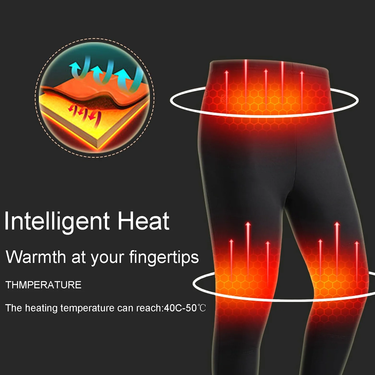 Calefacción Ropa Interior,Invierno Caliente USB Calefacción Ropa Interior Térmica Traje De 6 Zonas De Calefacción Hombres Y Mujeres Modelos
