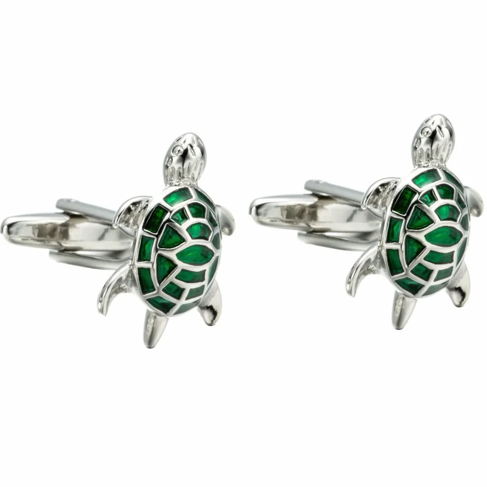 Gemelos de tortuga vintage con diamantes de imitación franceses con caja de regalo para hombres, fiestas, reuniones, bodas, uso diario