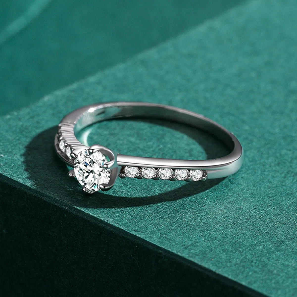 Anillos de boda de oro blanco, diamante cultivado en laboratorio, 0,5 ct, anillo de compromiso de oro auténtico, elegante anillo de boda para mujer