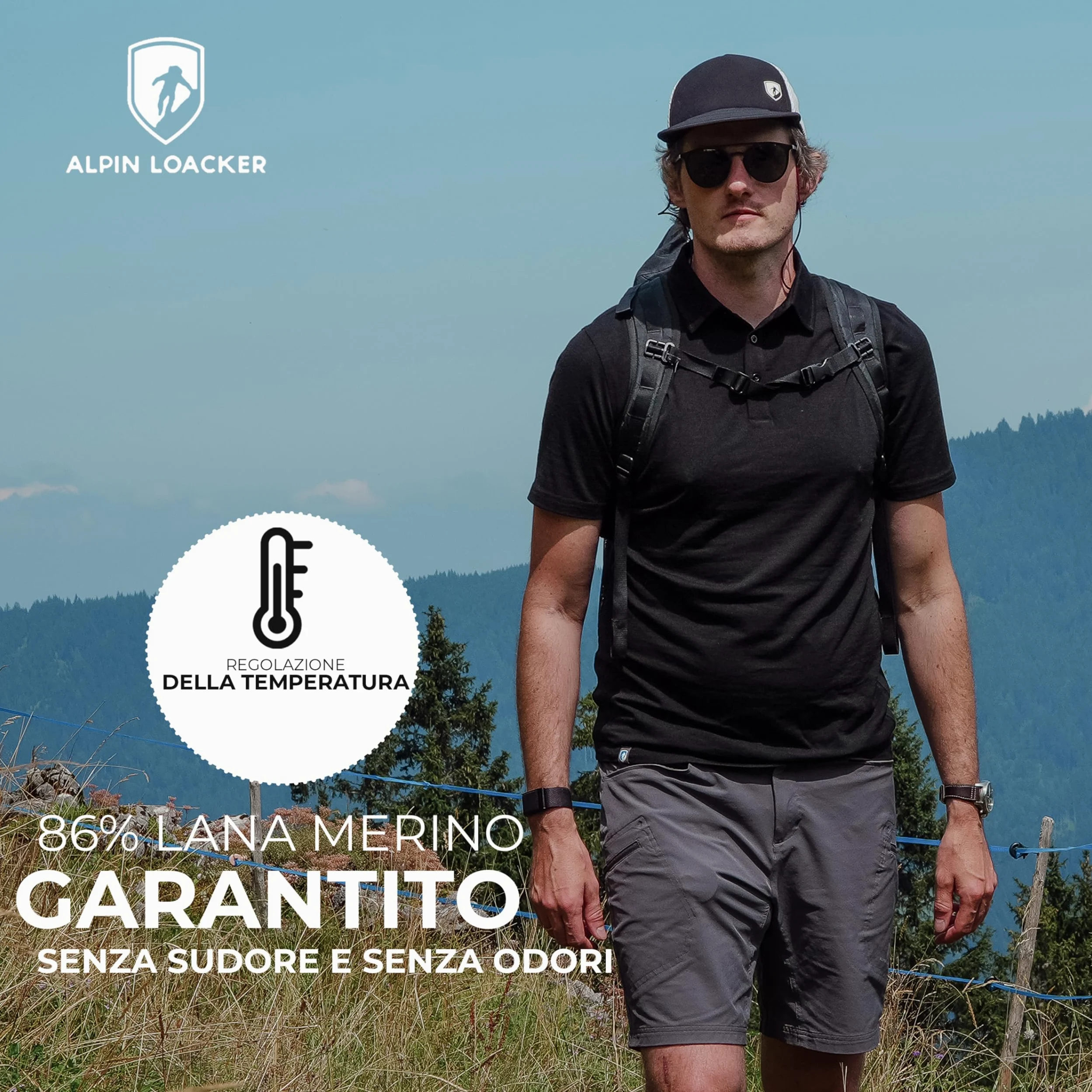 ALPIN LOACKER Camiseta de Cuello en V de Merino para Hombre, Manga Corta, Camiseta antisudor, Camiseta de Merino con Cuello en V, Prenda térmica Transpirable
