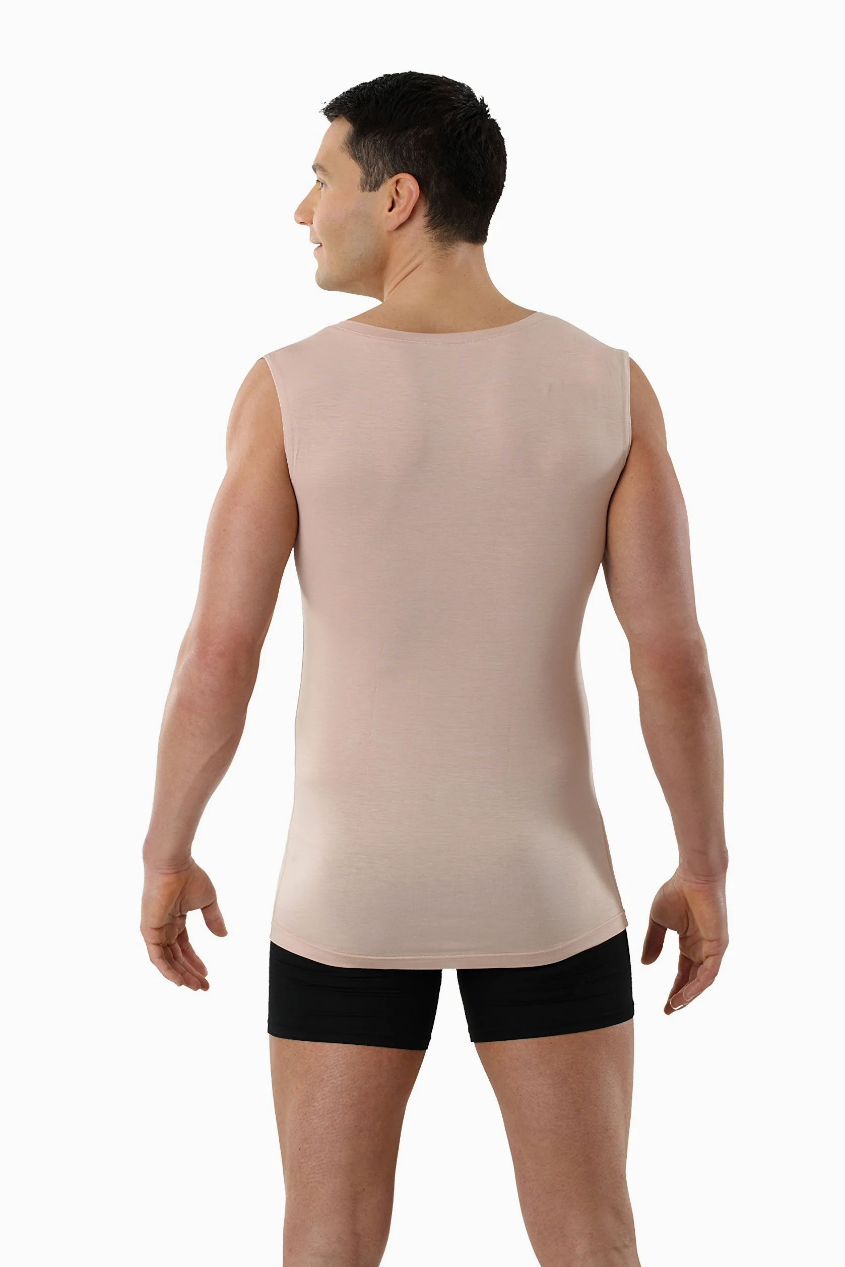 ALBERT KREUZ Camiseta Interior Invisible Color Carne para Hombre con Cuello de Pico Extra-Profundo, sin mangay y de Micromodal elálstico Muy Suave y Ligero