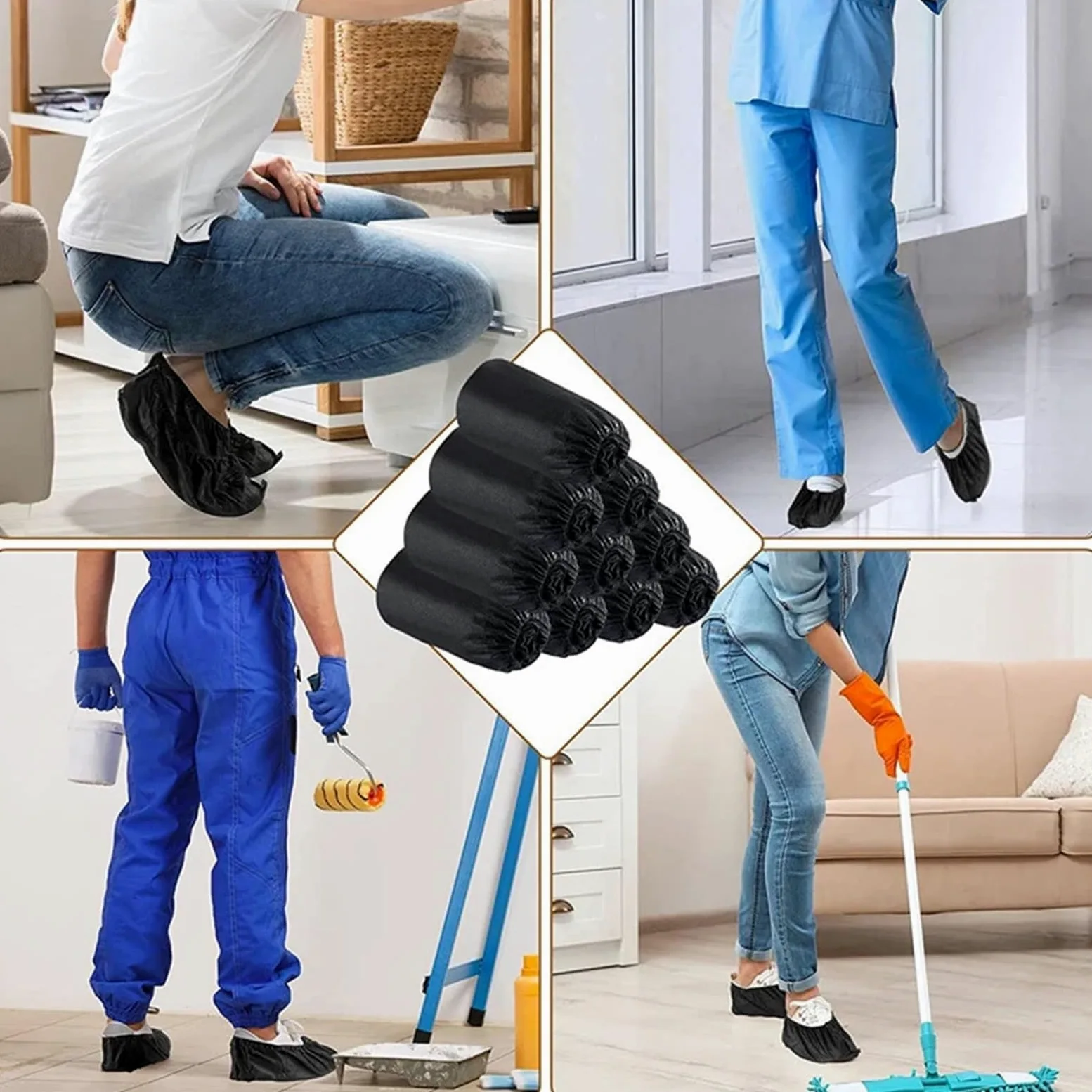 20 pares de cubiertas for zapatos, antideslizantes negras for botines, for suelo for interiores y exteriores para Protección