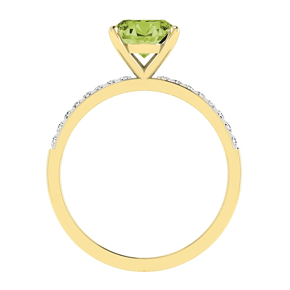 Dazzlingrock Collection Anillo de compromiso de oro amarillo de 18 quilates con piedras preciosas ovaladas y diamantes blancos redondos de 9 x 7 mm para mujer, Oro amarillo Peridoto Diamante blanco