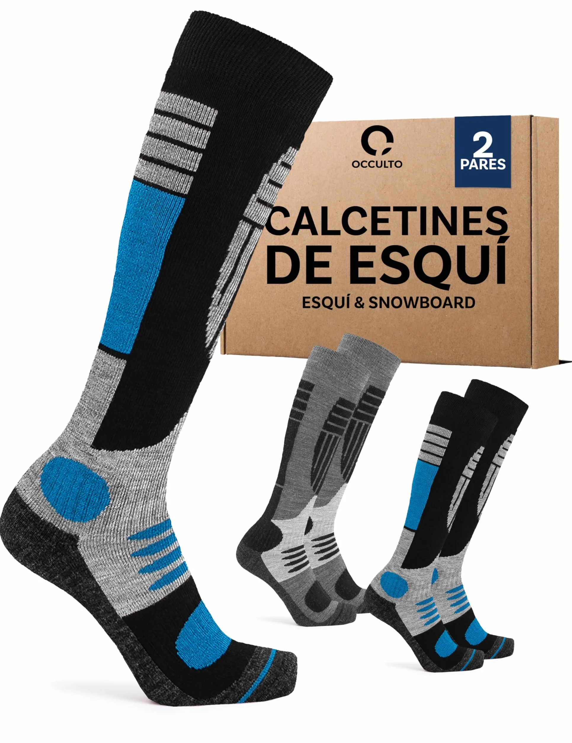 Occulto Calcetines Esqui para Hombre 2 pares, 4 Pares (modelo: Felix)