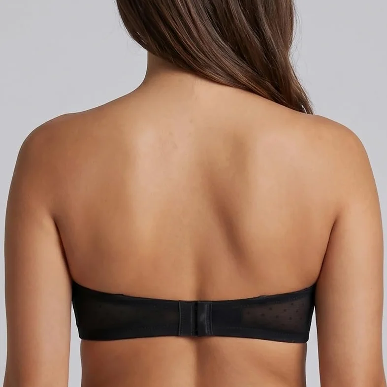 MELENECA Sujetador Reductor Bandeau con Aros, Encaje, Sin Tirantes | Invisible, sin relleno, antideslizante con silicona, multiposición, ideal para vestidos de novia y fiesta