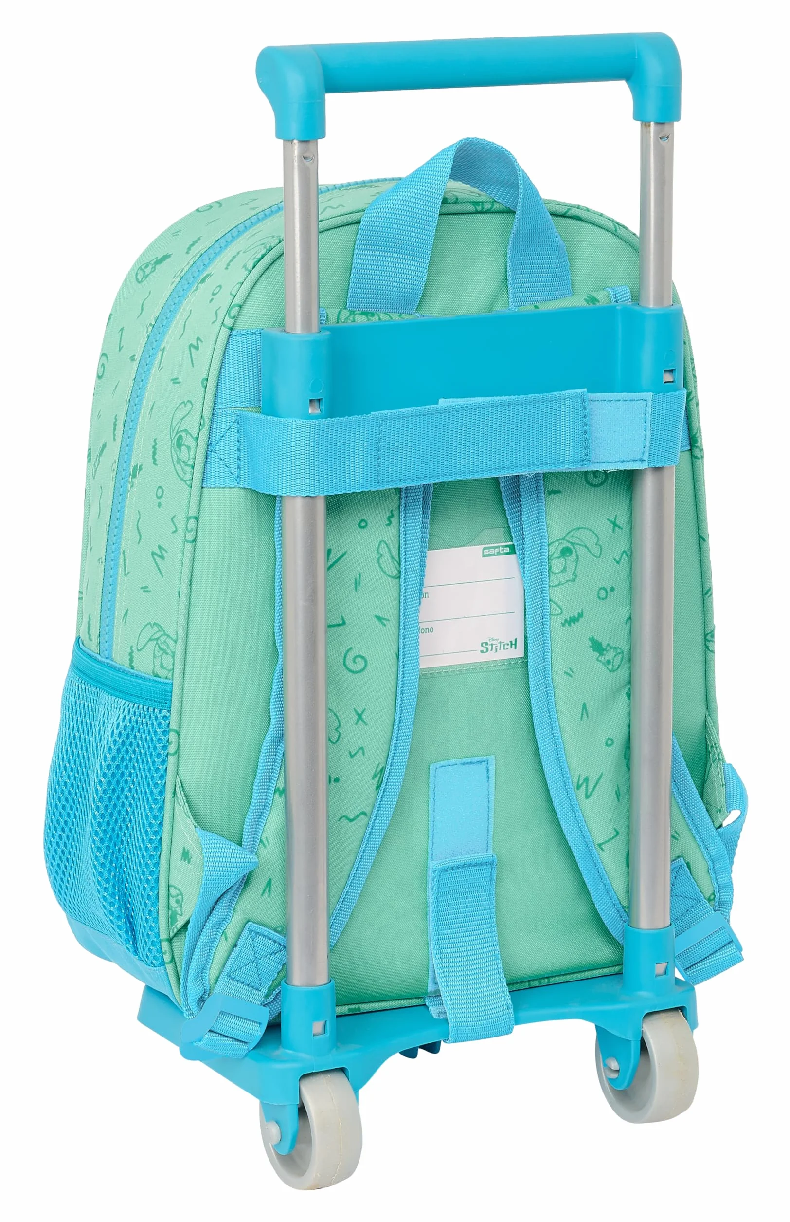 Safta STITCH ALOHA - Mochila Infantil con Carro 705, Ideal para Niños de Diferentes Edades, Cómoda y Versátil, Calidad y Resistencia, 26x11x34 cm, Color Turquesa