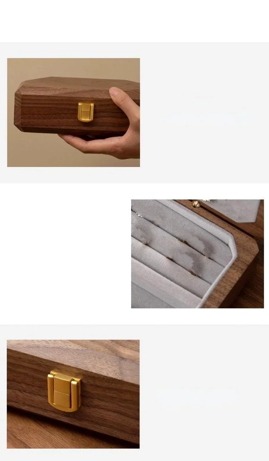Caja para Anillos de Nogal Negro, Almacenamiento de Joyas, Accesorio portátil para Salir, contenedores organizadores, Cajas de joyería.