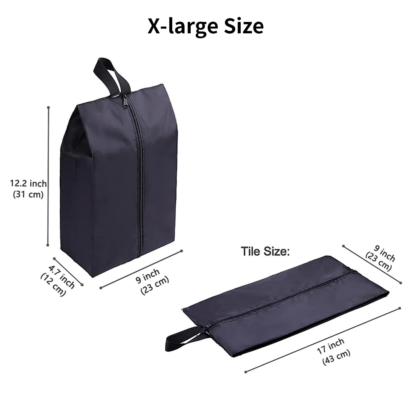 YAMIU Travel - Juego de 2 Bolsas Impermeables de Nailon con Cremallera para Zapatos para Hombre y Mujer (Negro)