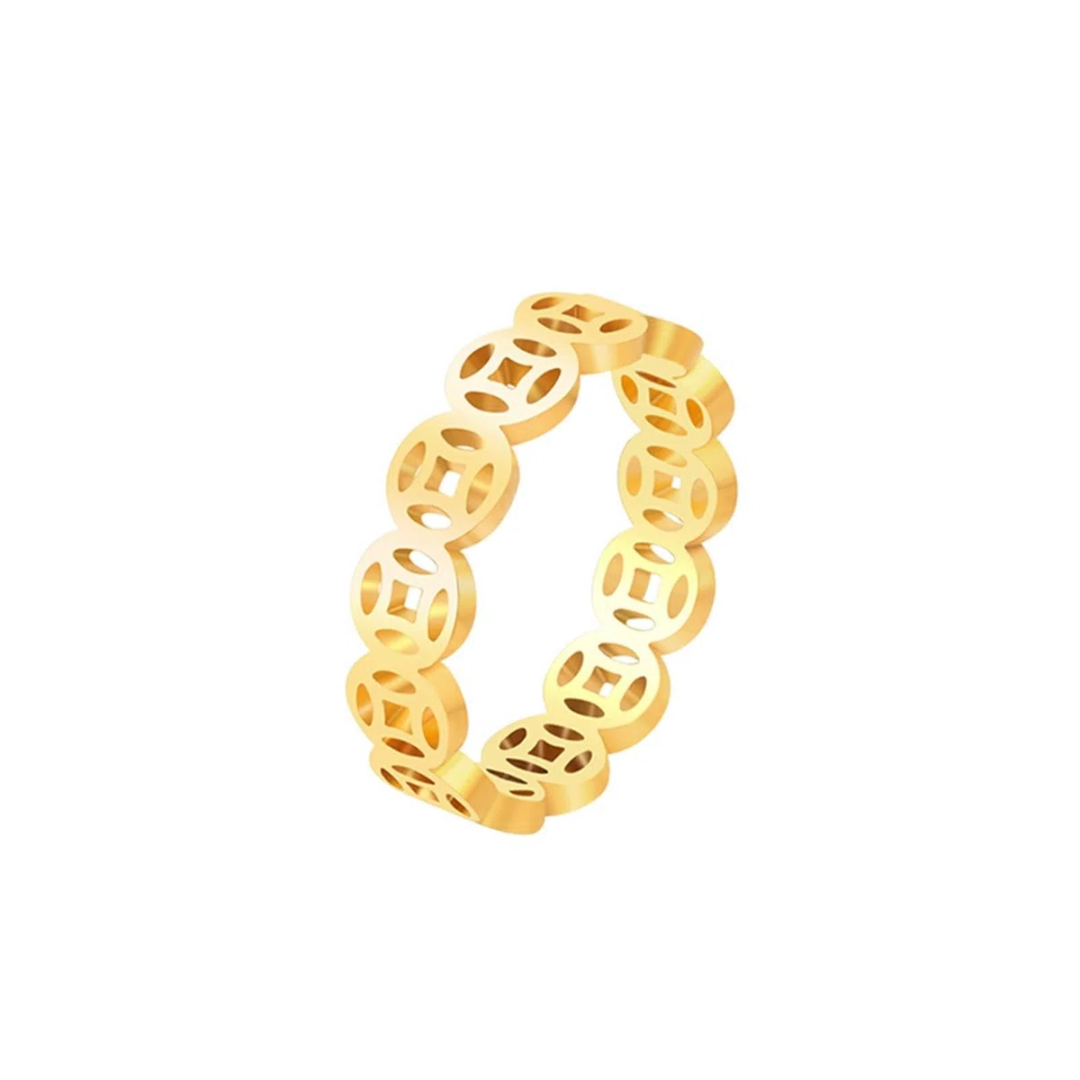 Anillo de oro auténtico para parejas, 9 K/14 K/18 K, oro amarillo, anillos de boda huecos